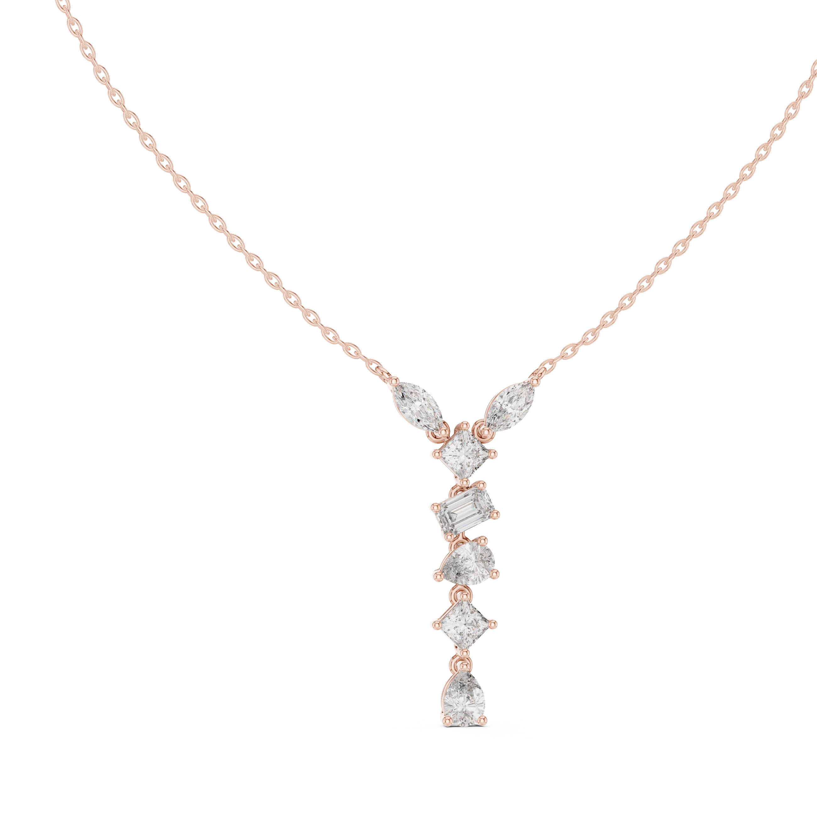 Multi-Cut Diamond Drop Necklace