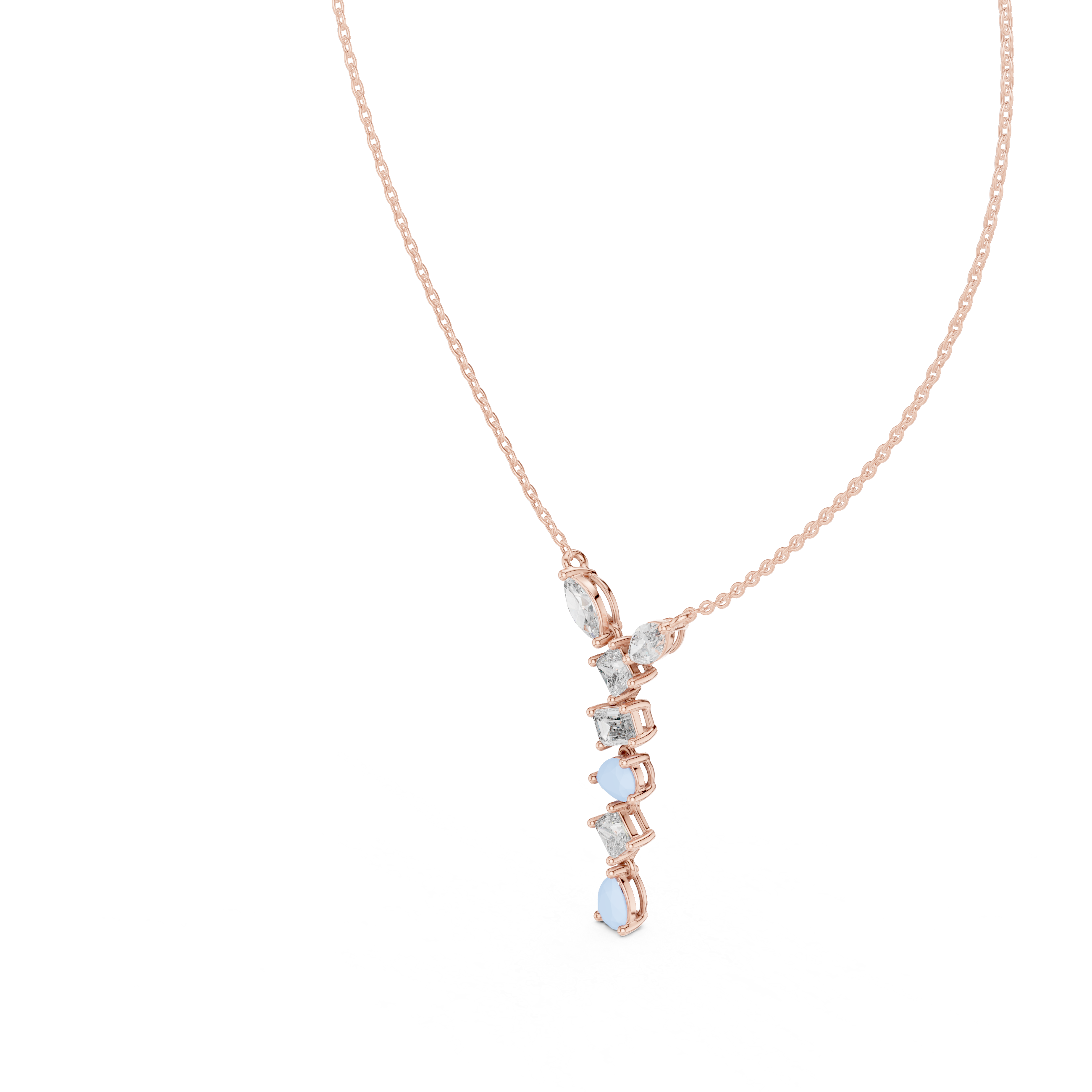 Multi-Cut Diamond Drop Necklace
