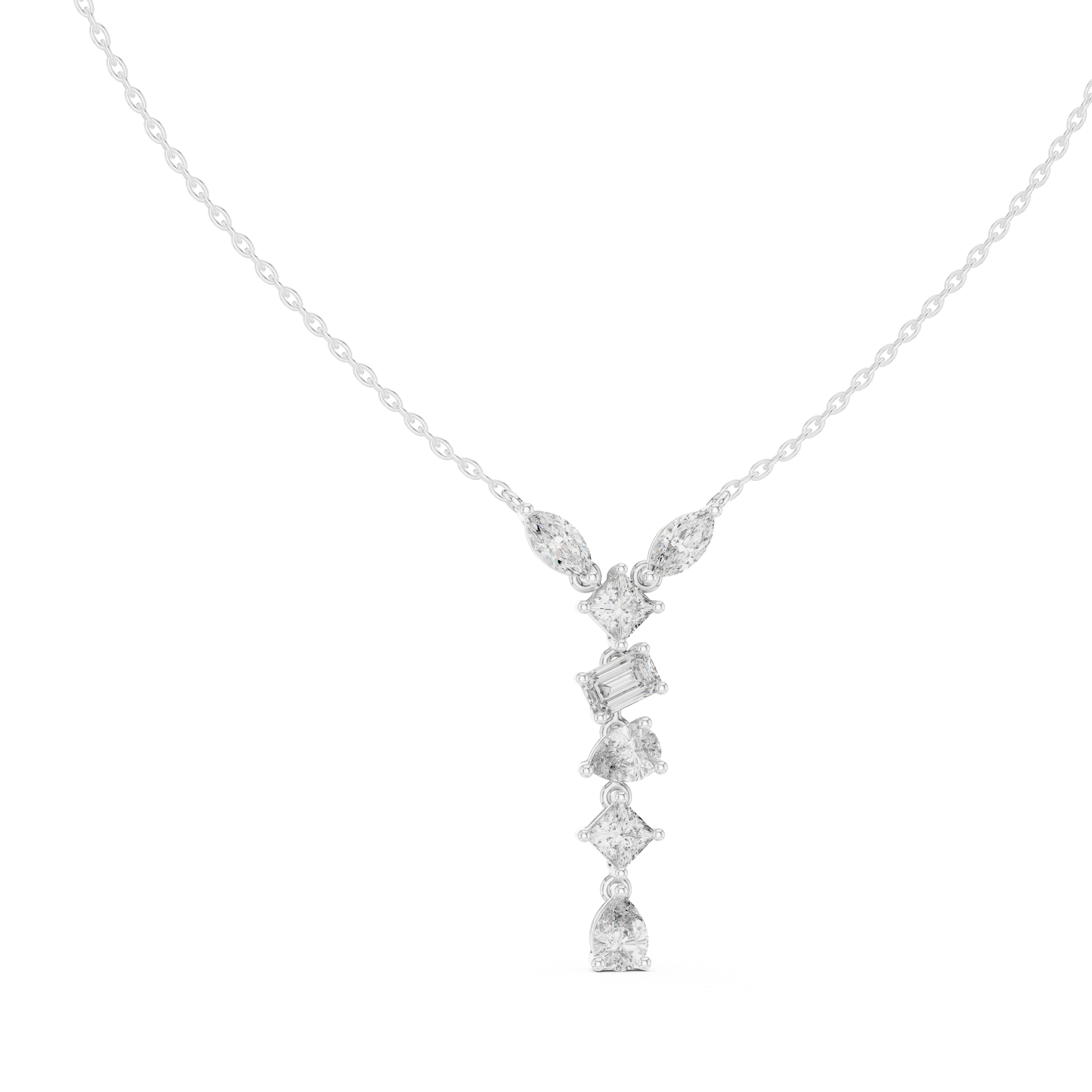 Multi-Cut Diamond Drop Necklace