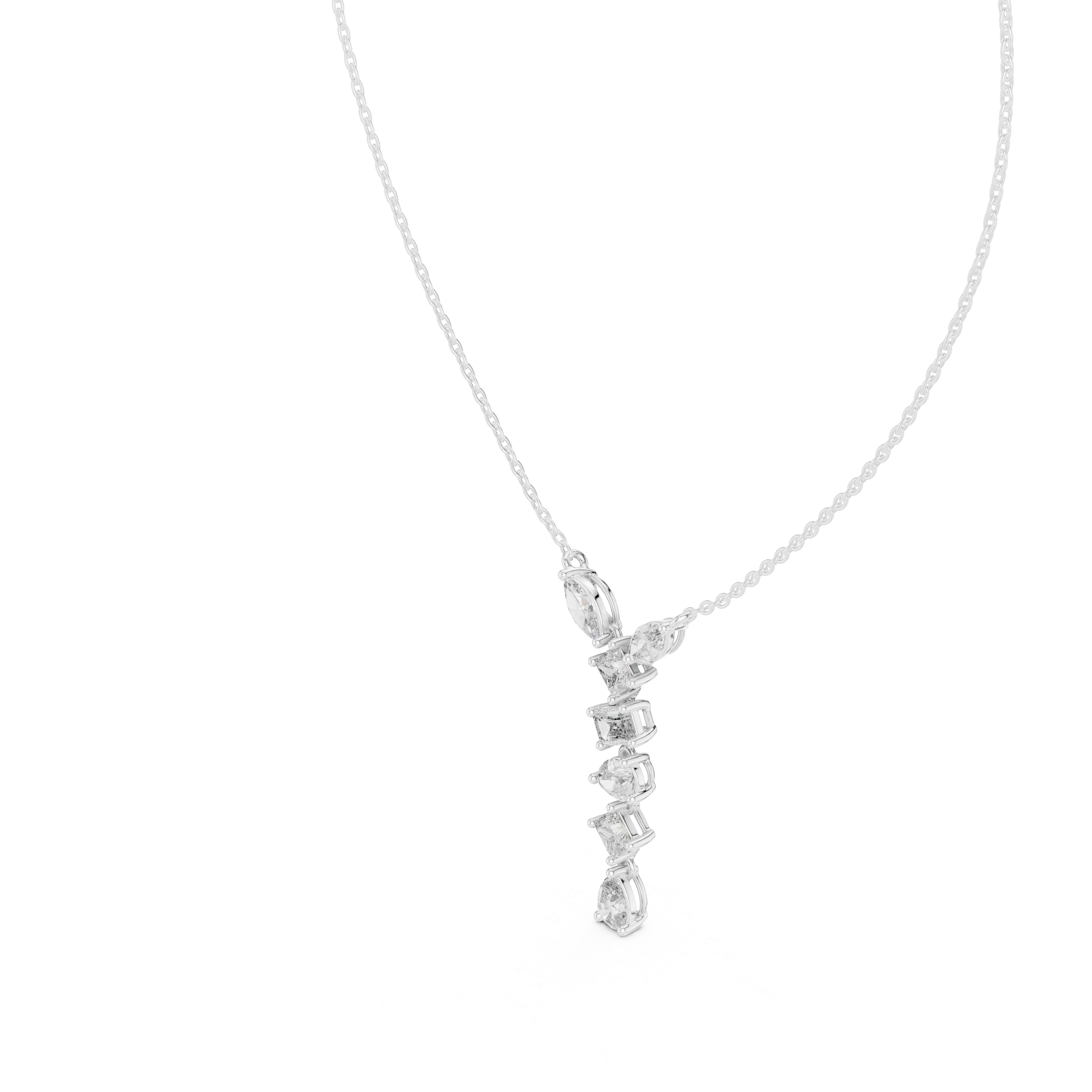 Multi-Cut Diamond Drop Necklace