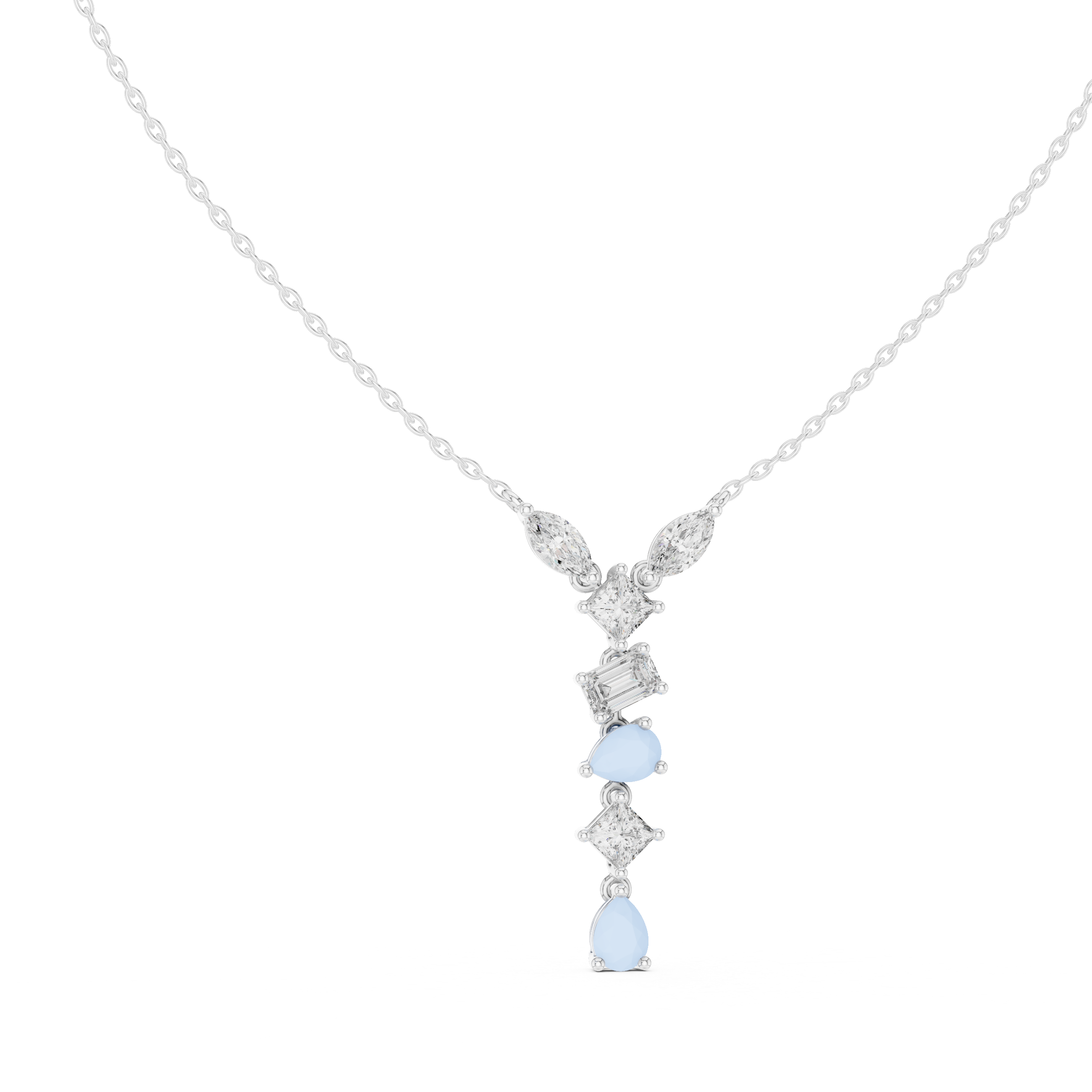Multi-Cut Diamond Drop Necklace