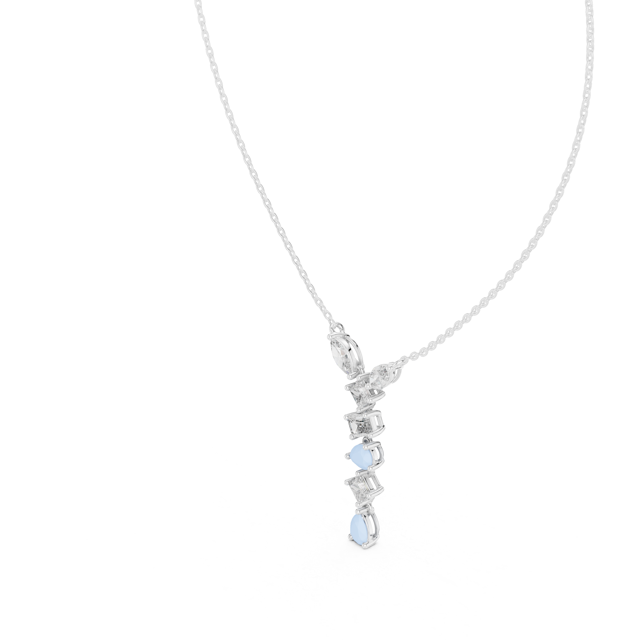 Multi-Cut Diamond Drop Necklace