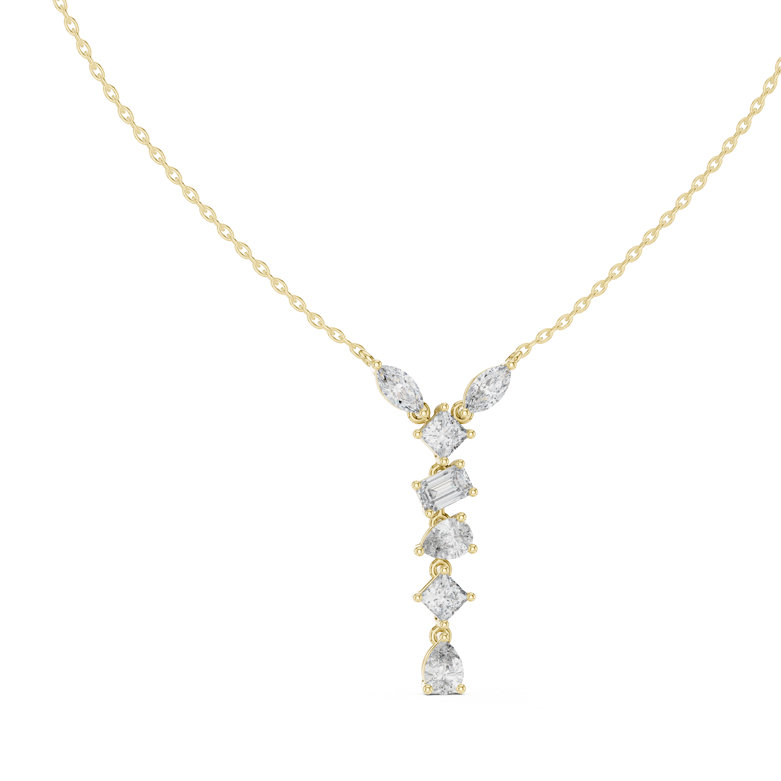 Multi-Cut Diamond Drop Necklace
