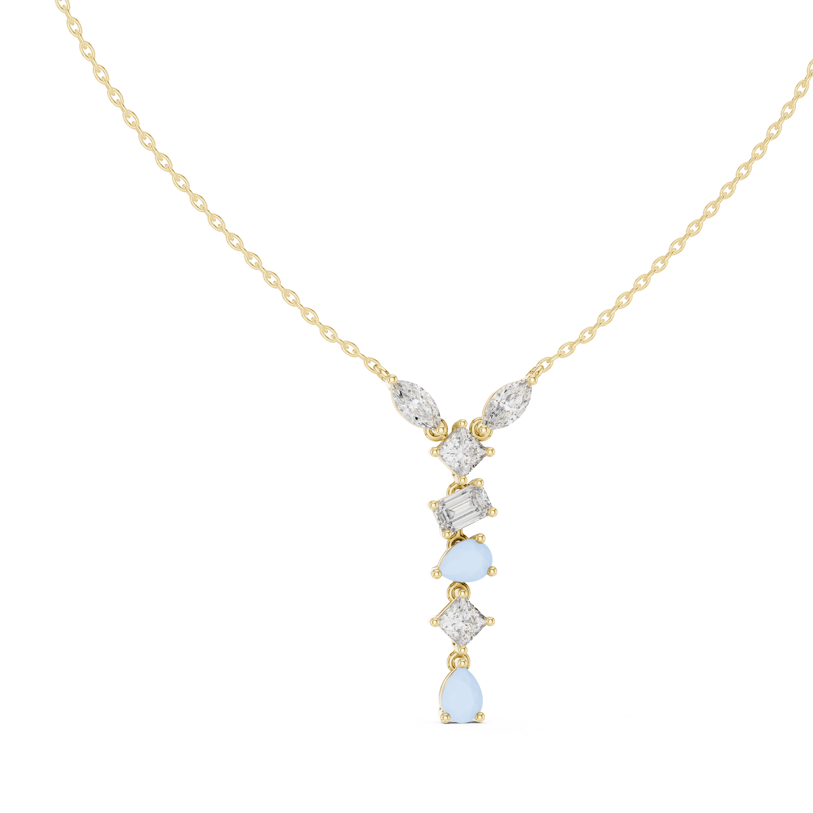 Multi-Cut Diamond Drop Necklace