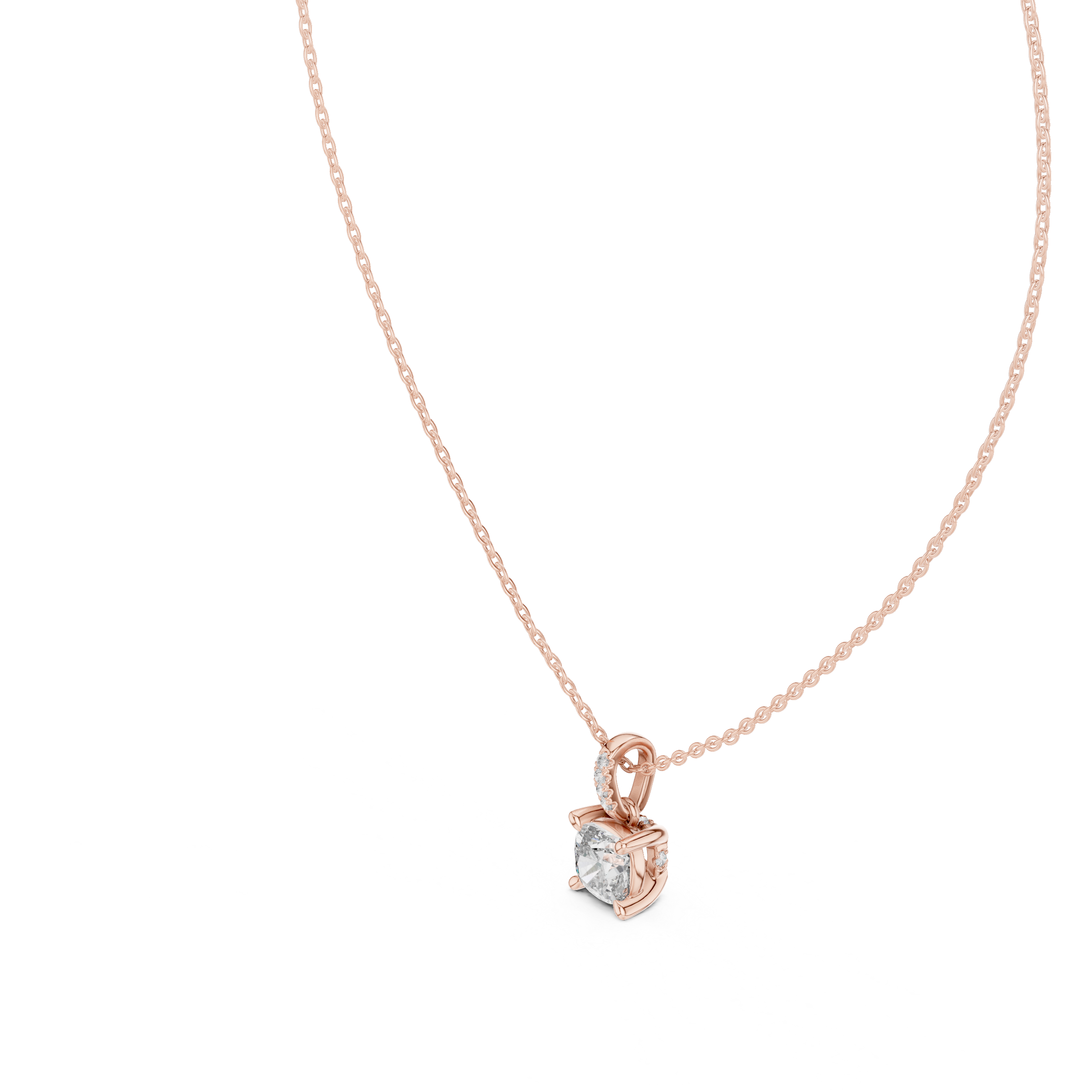 Classic Rose Gold Solitaire Diamond Pendant Necklace
