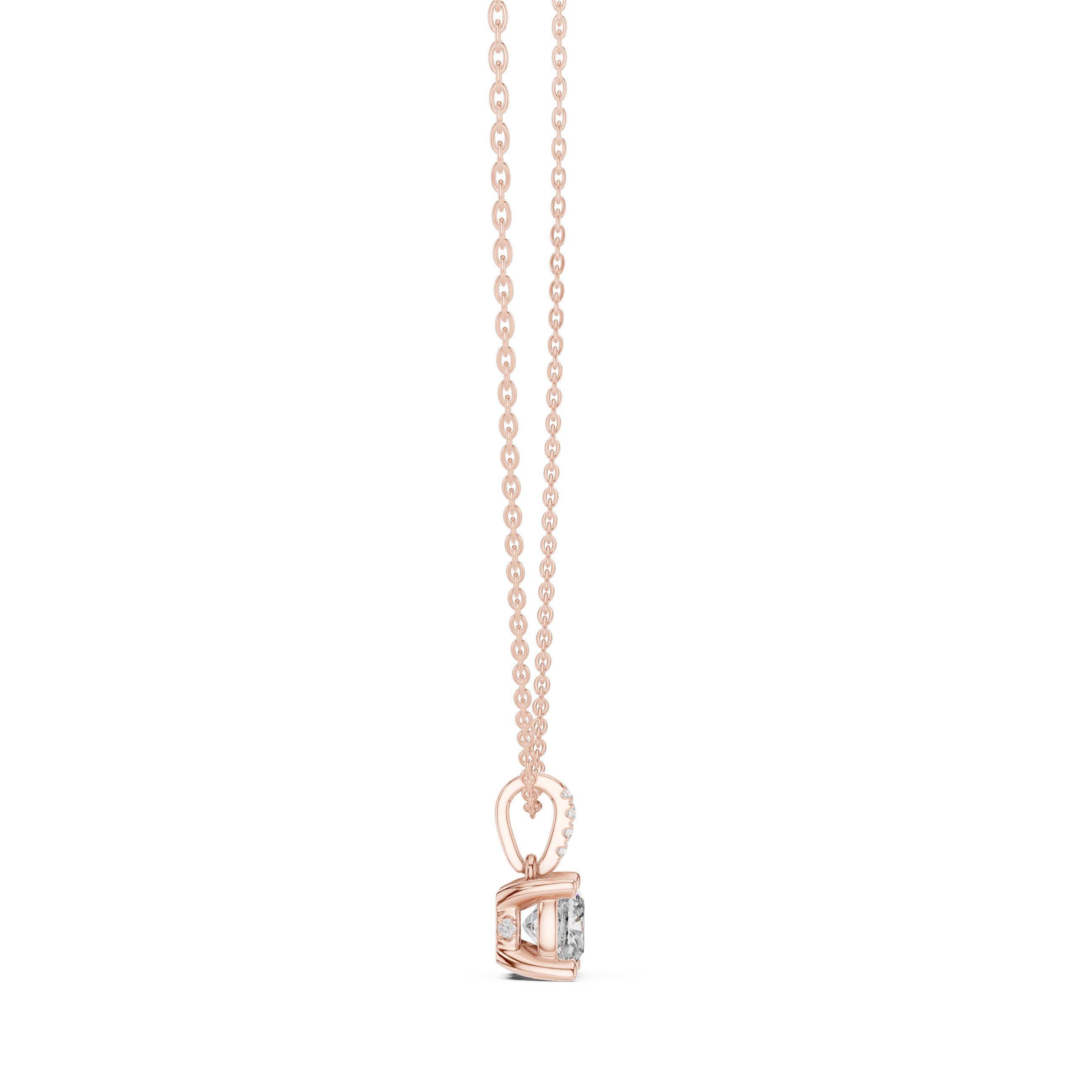 Classic Rose Gold Solitaire Diamond Pendant Necklace