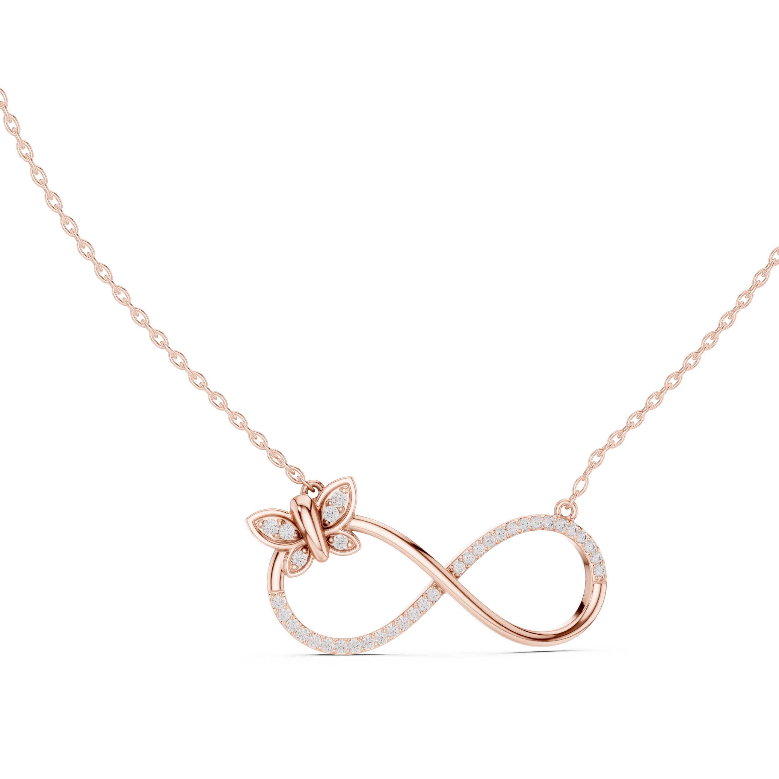 Infinity Butterfly Diamond Pendant Necklace