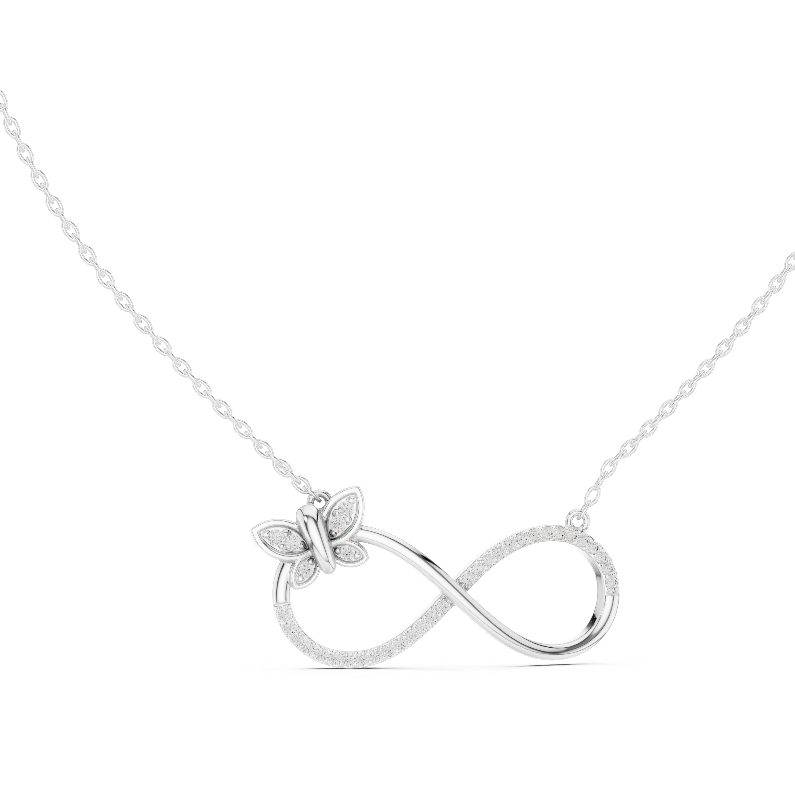 Infinity Butterfly Diamond Pendant Necklace