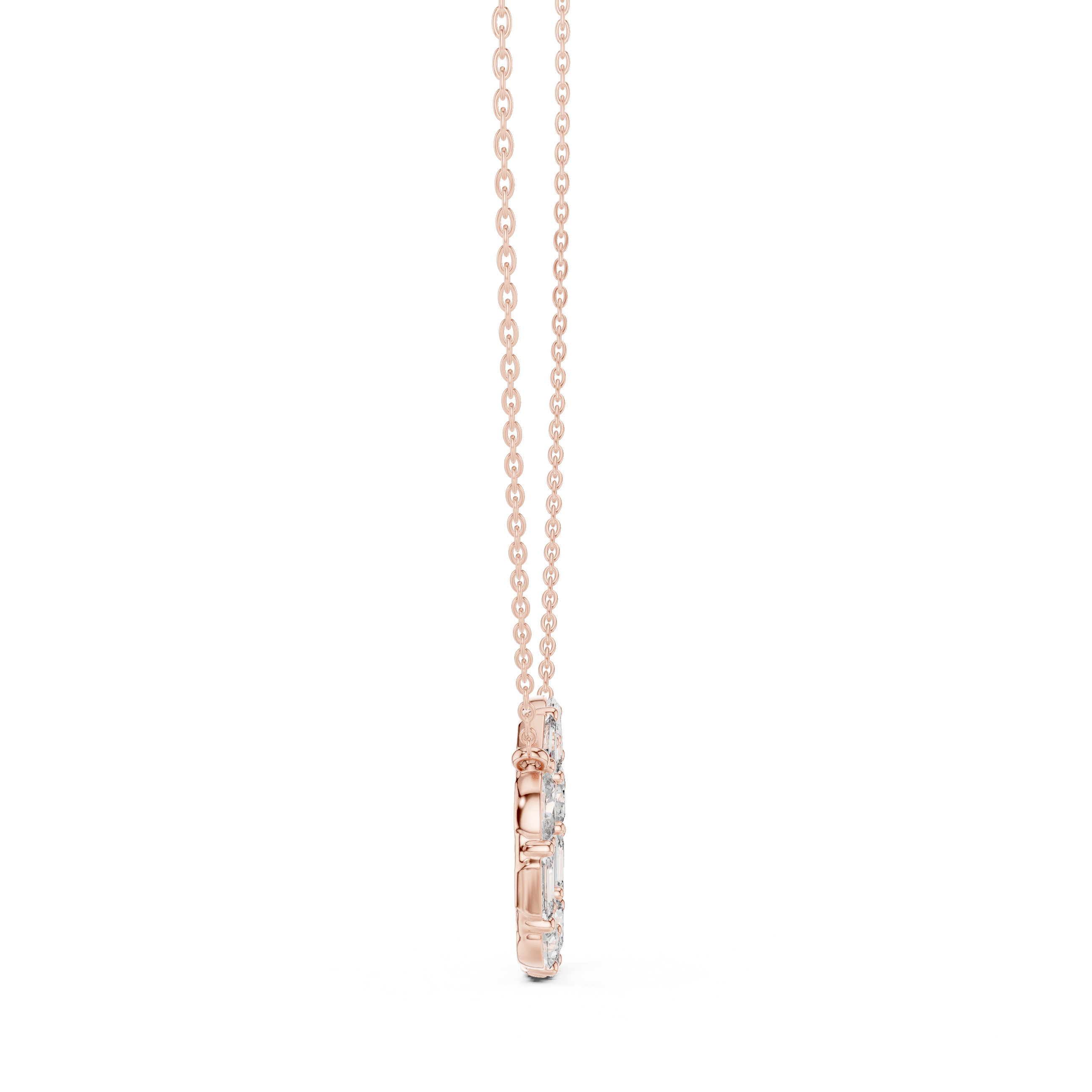 Mixed-Cut Diamond Circle Pendant Necklace