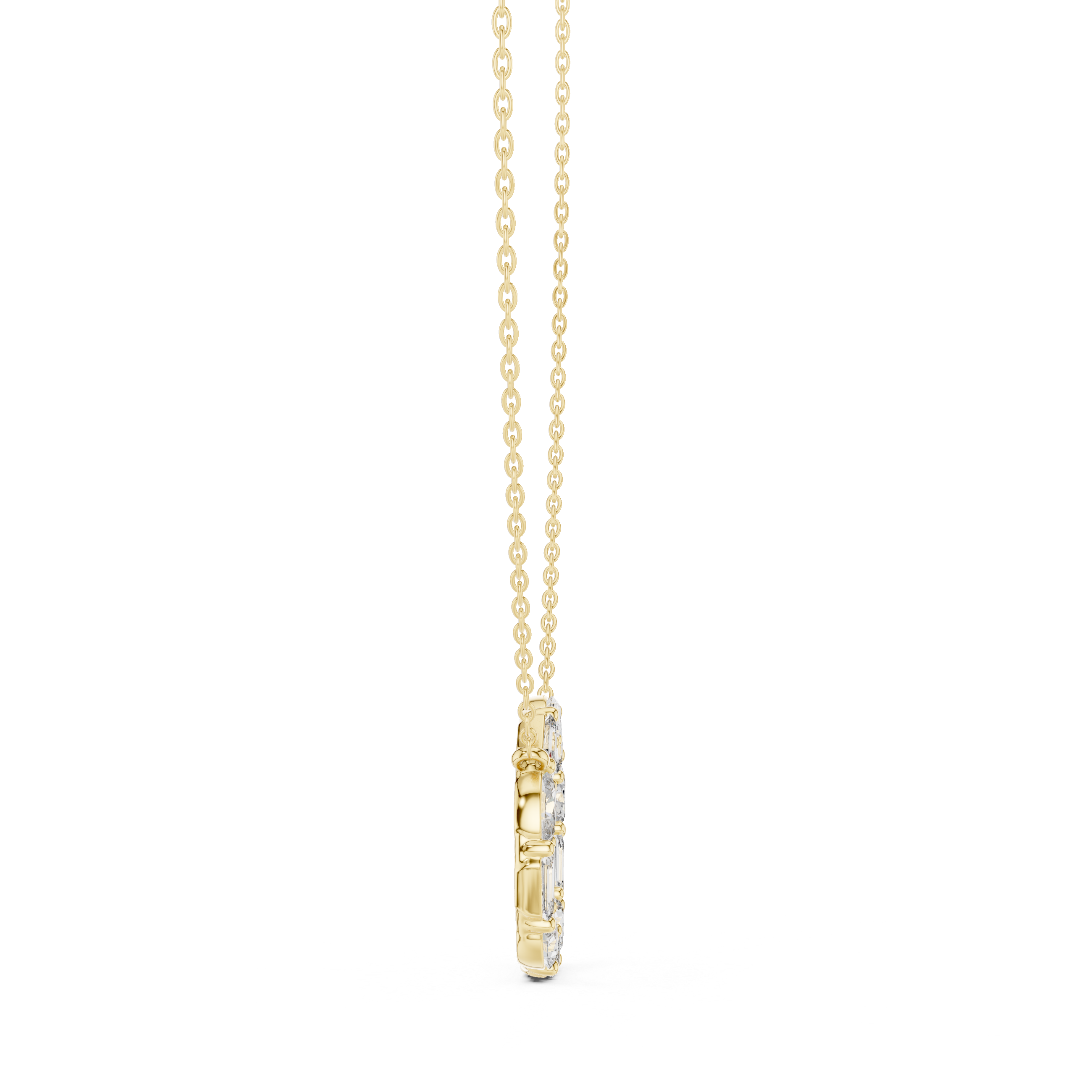 Mixed-Cut Diamond Circle Pendant Necklace