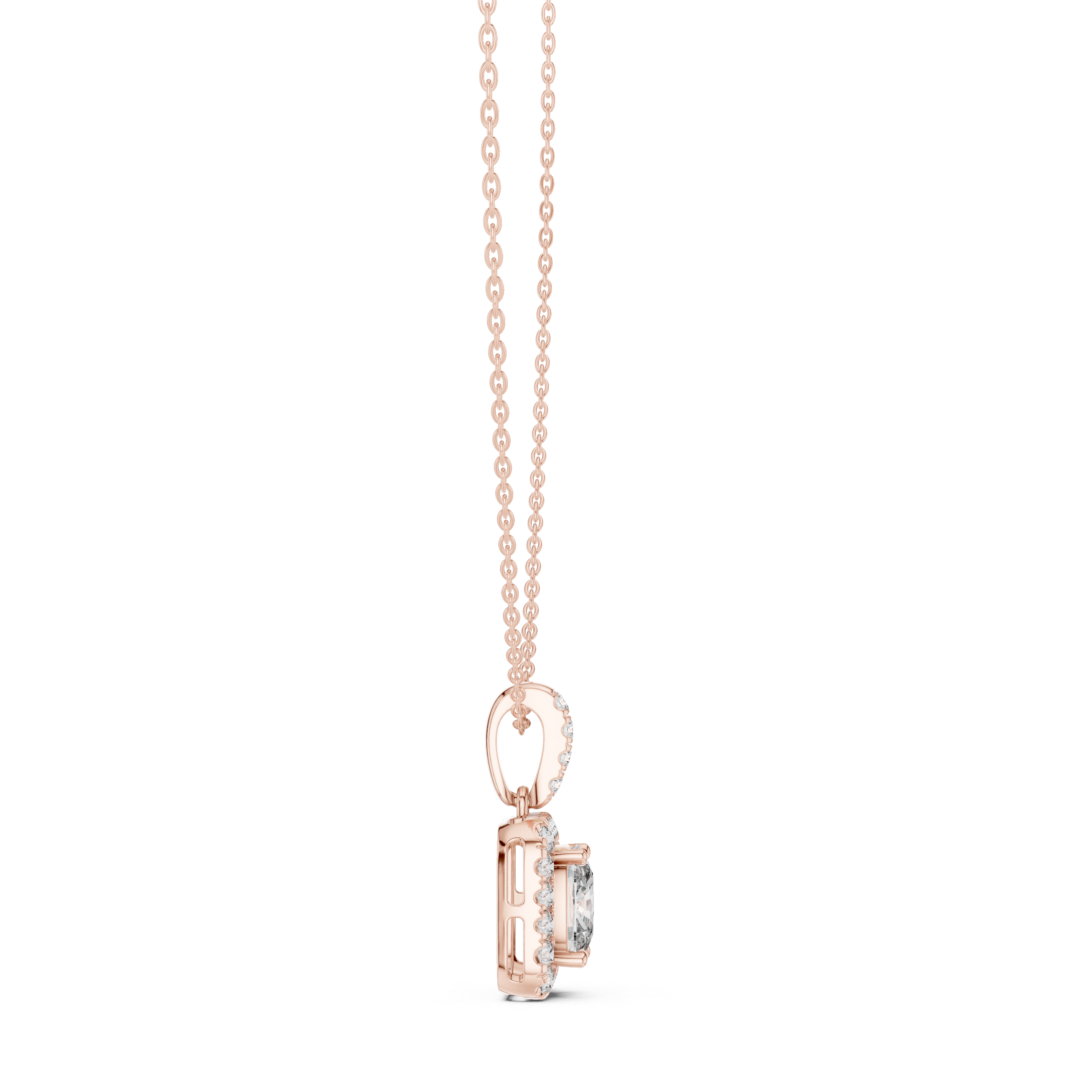 Cushion Halo Diamond Pendant Necklace