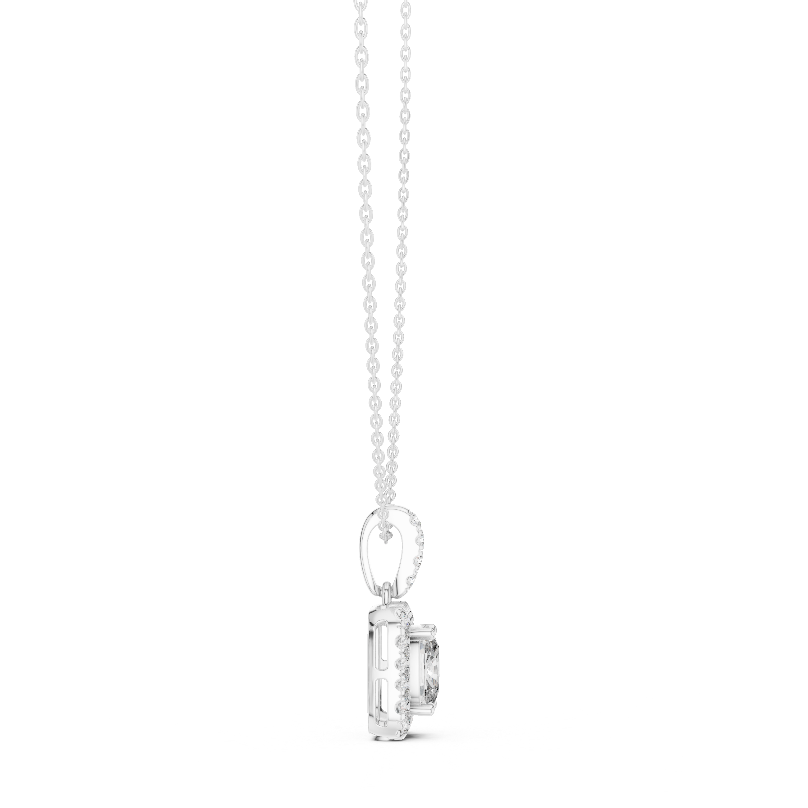 Cushion Halo Diamond Pendant Necklace