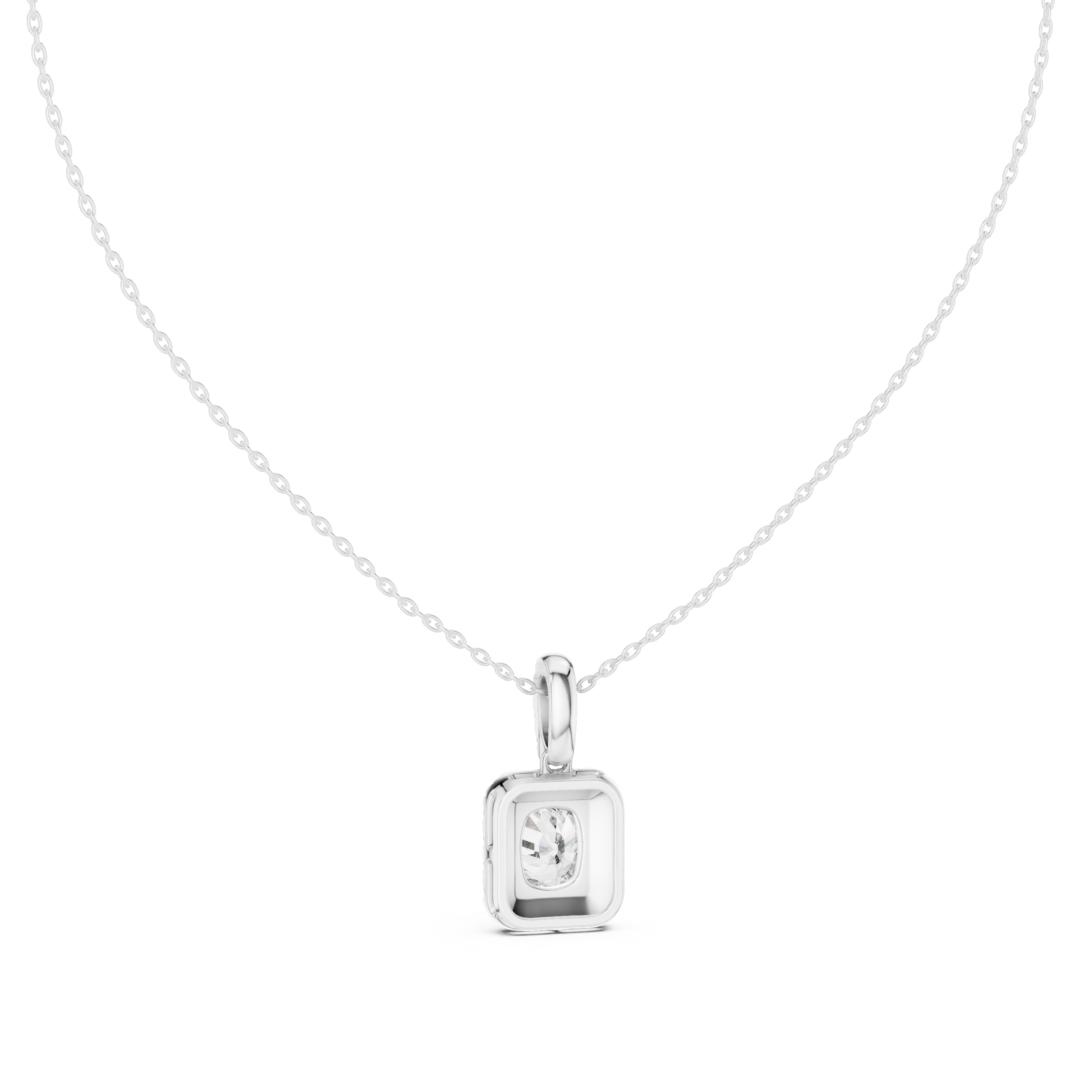 Cushion Halo Diamond Pendant Necklace