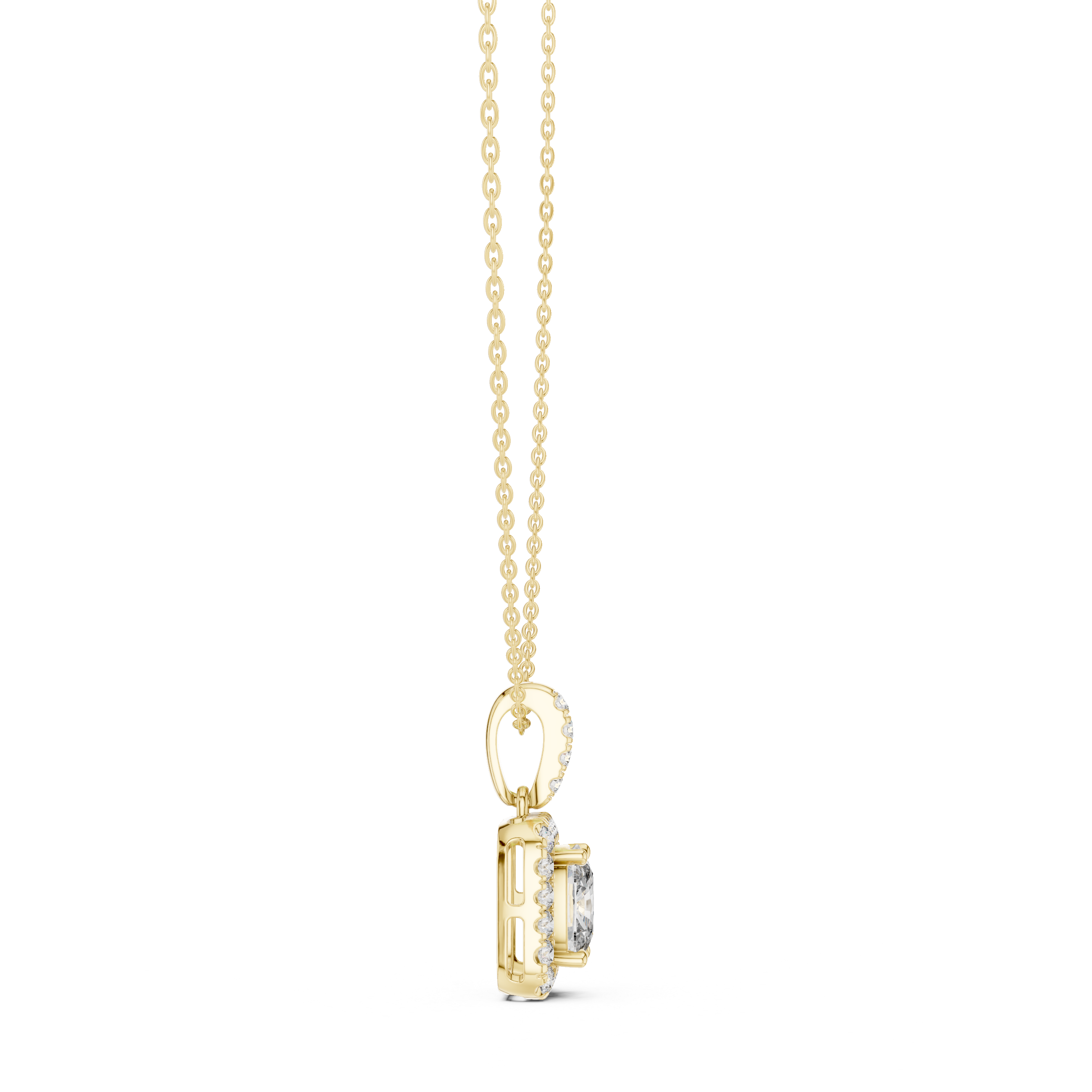 Cushion Halo Diamond Pendant Necklace
