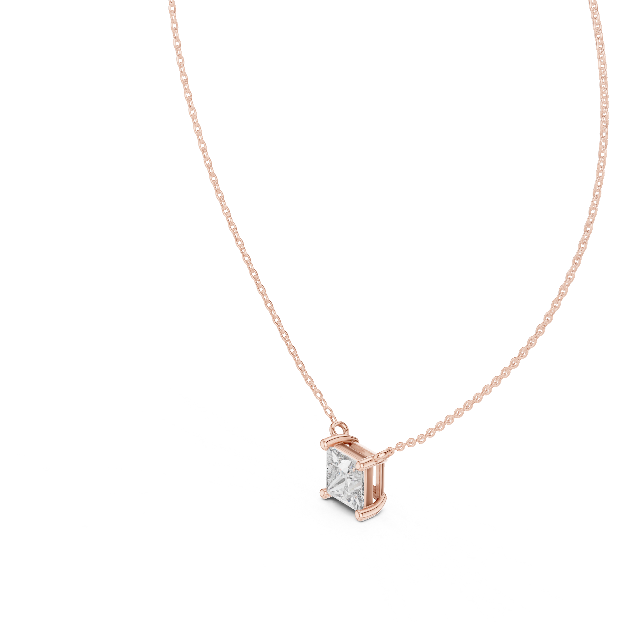 Princess-Cut Solitaire Diamond Pendant