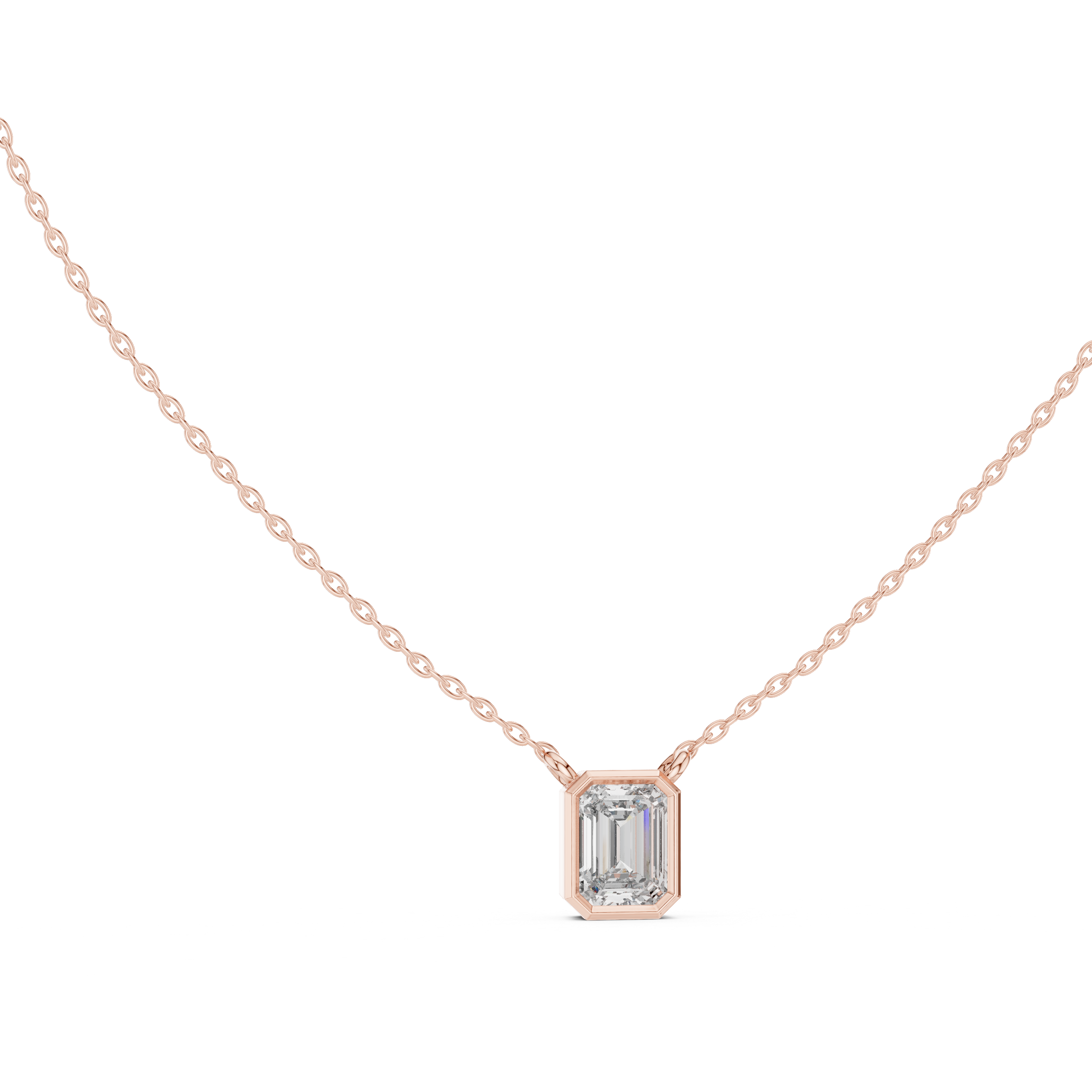 Emerald-Cut Bezel-Set Diamond Pendant
