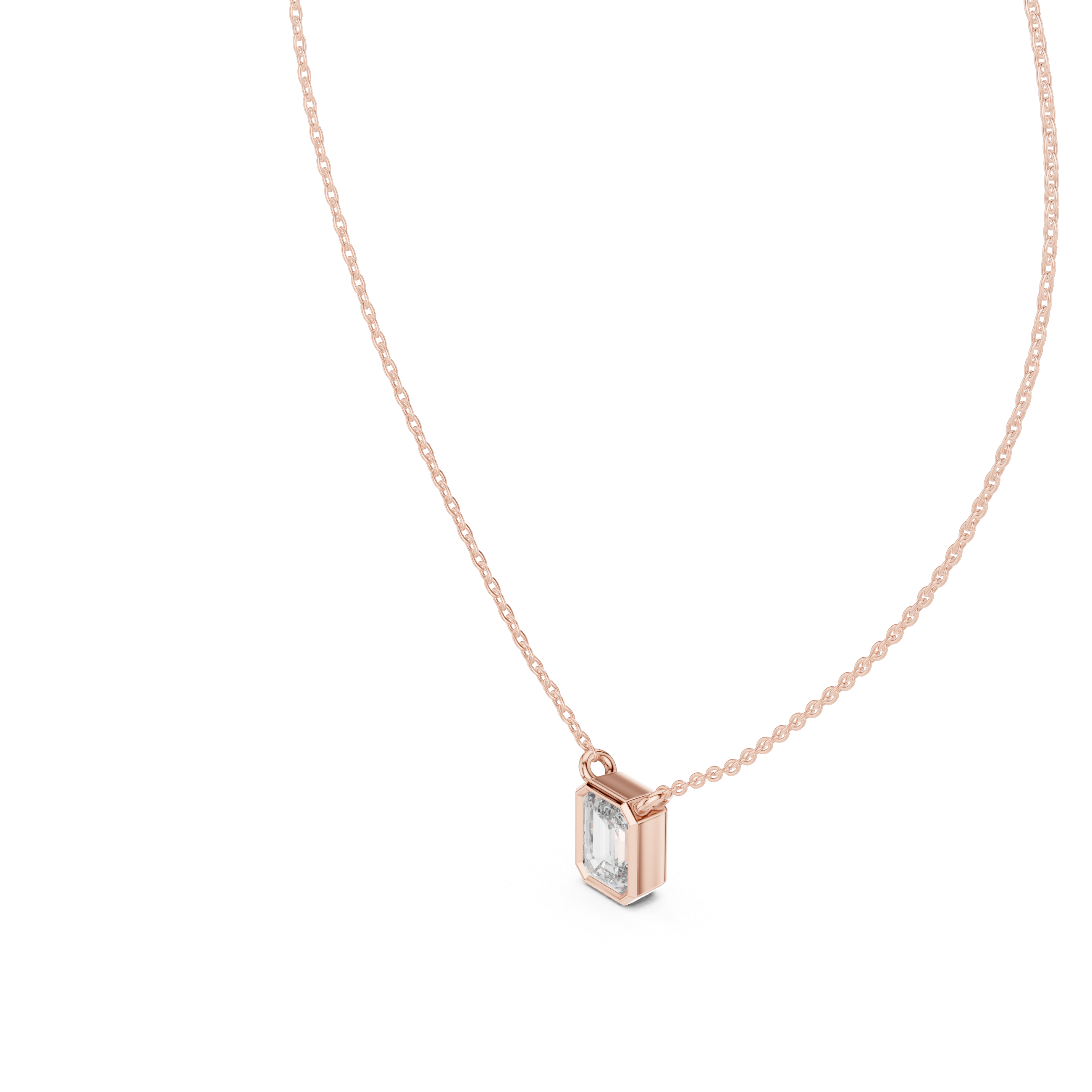Emerald-Cut Bezel-Set Diamond Pendant