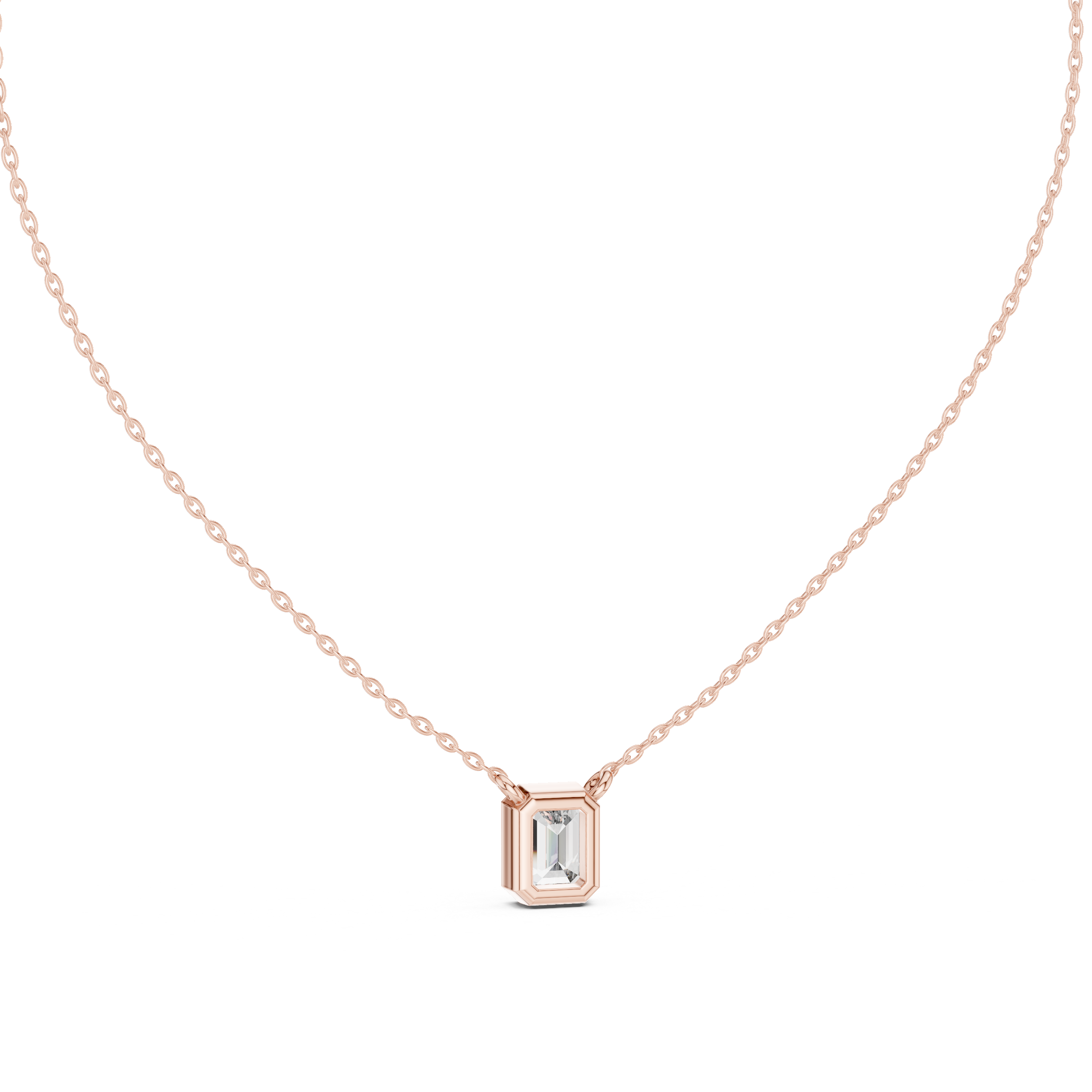 Emerald-Cut Bezel-Set Diamond Pendant
