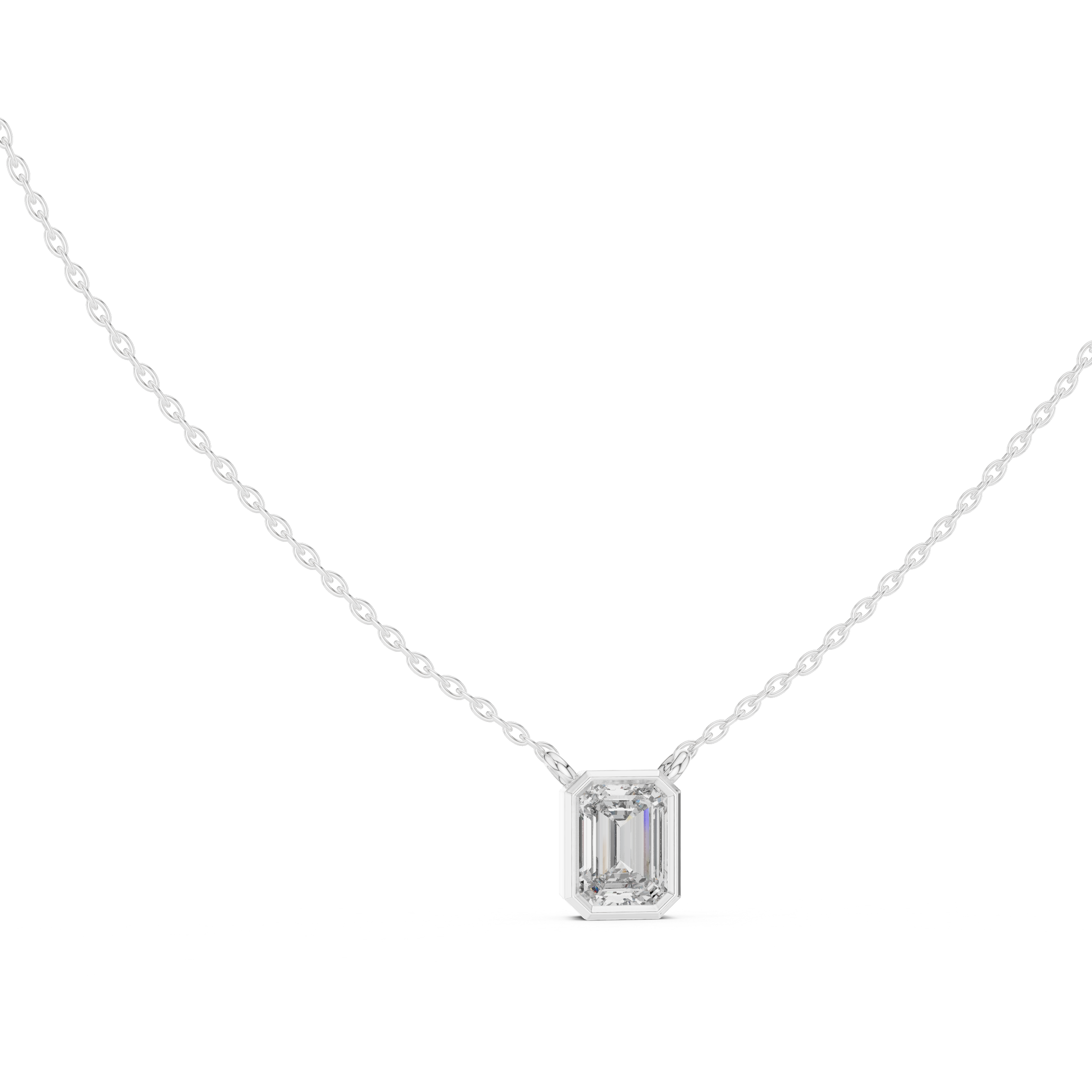 Emerald-Cut Bezel-Set Diamond Pendant