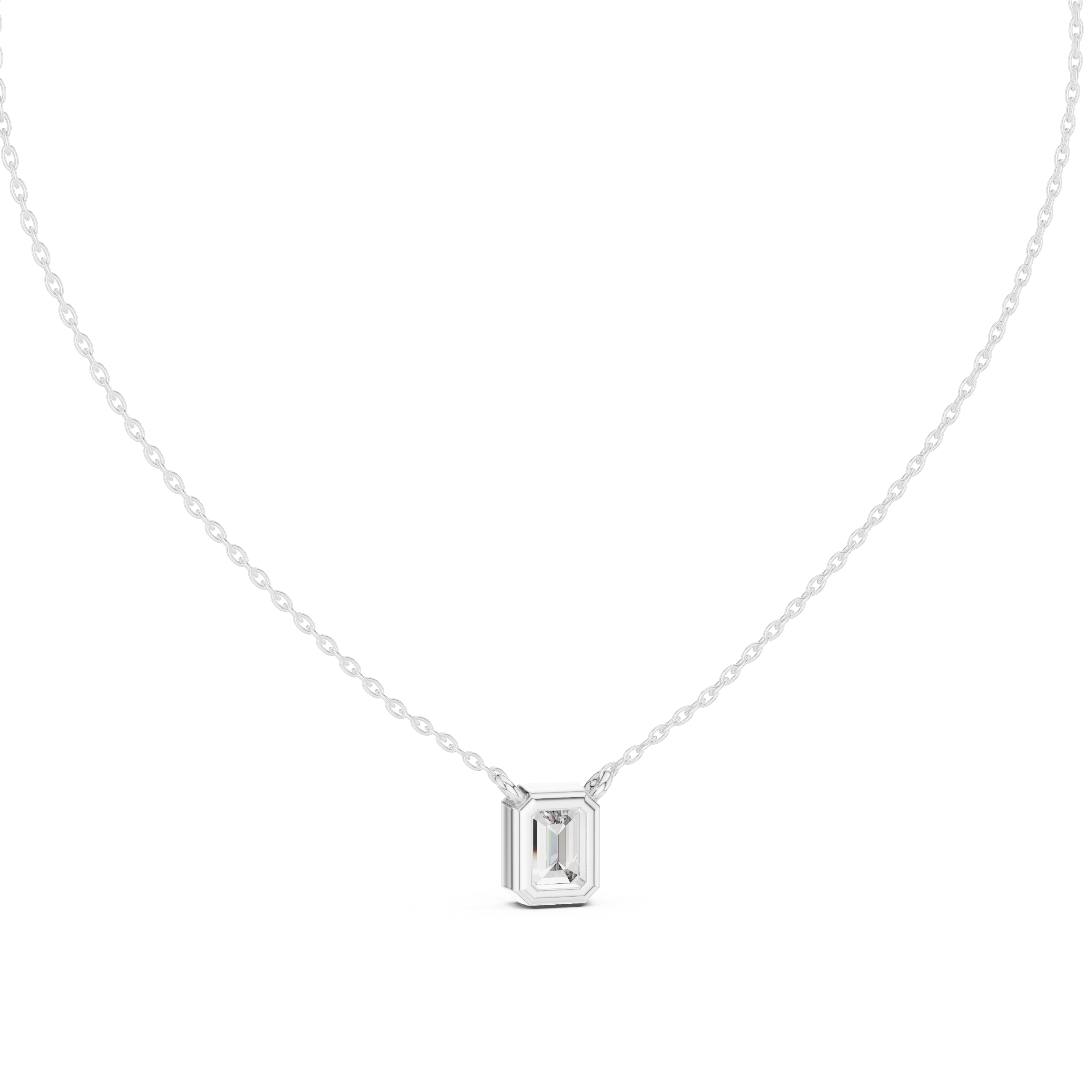 Emerald-Cut Bezel-Set Diamond Pendant