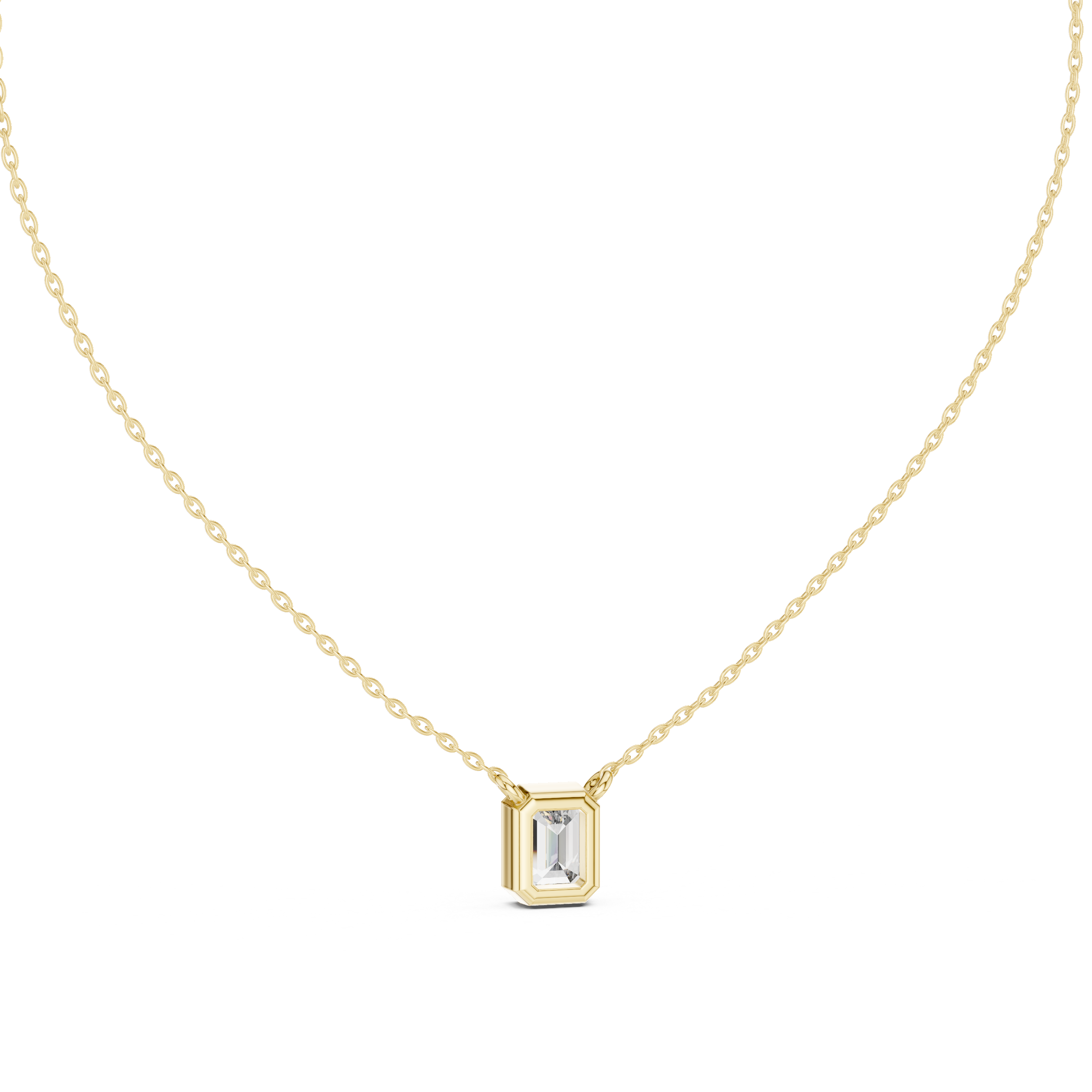 Emerald-Cut Bezel-Set Diamond Pendant