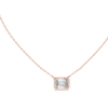 Exquisite Rose Gold Bezel-Set Emerald-Cut Diamond Pendant
