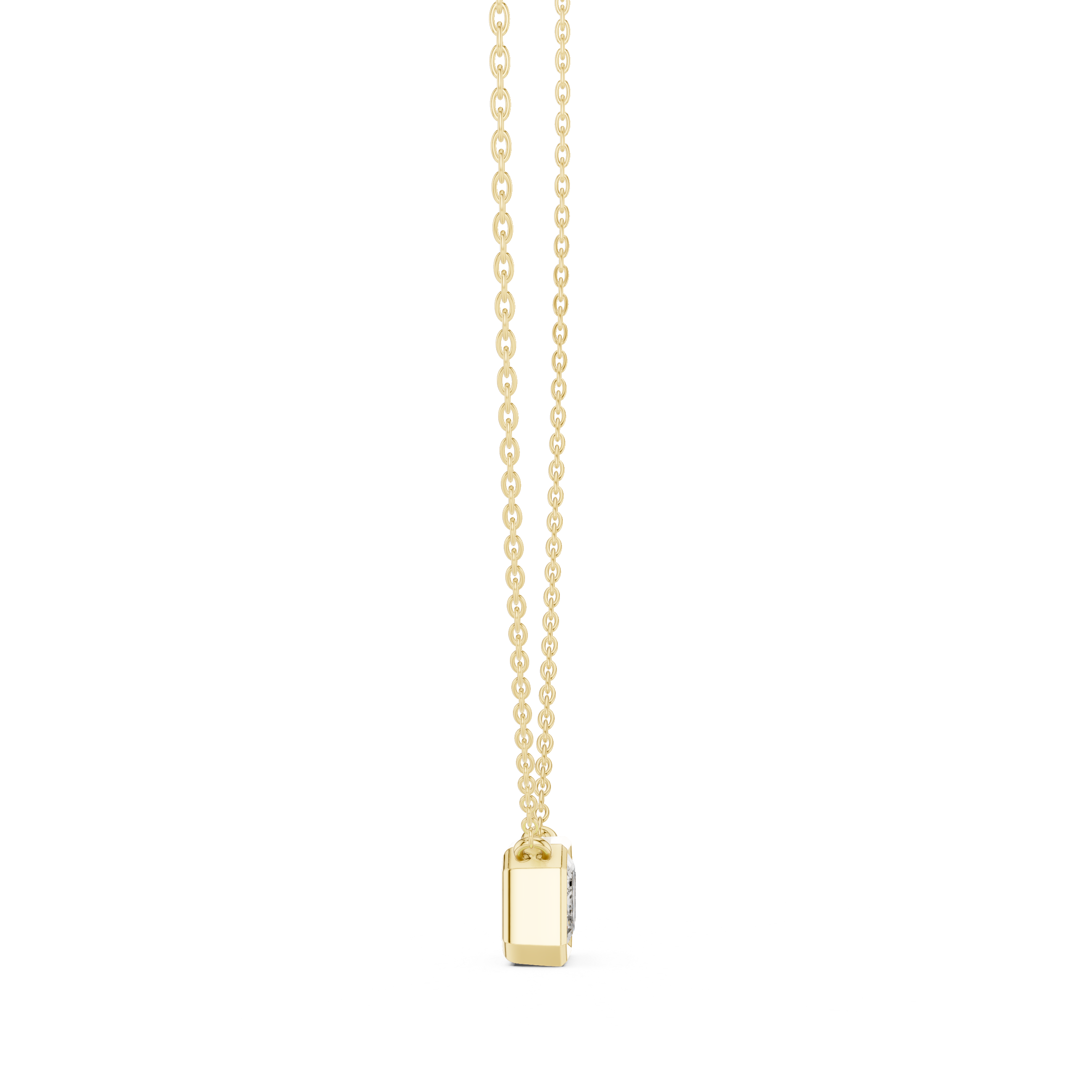 Exquisite Rose Gold Bezel-Set Emerald-Cut Diamond Pendant