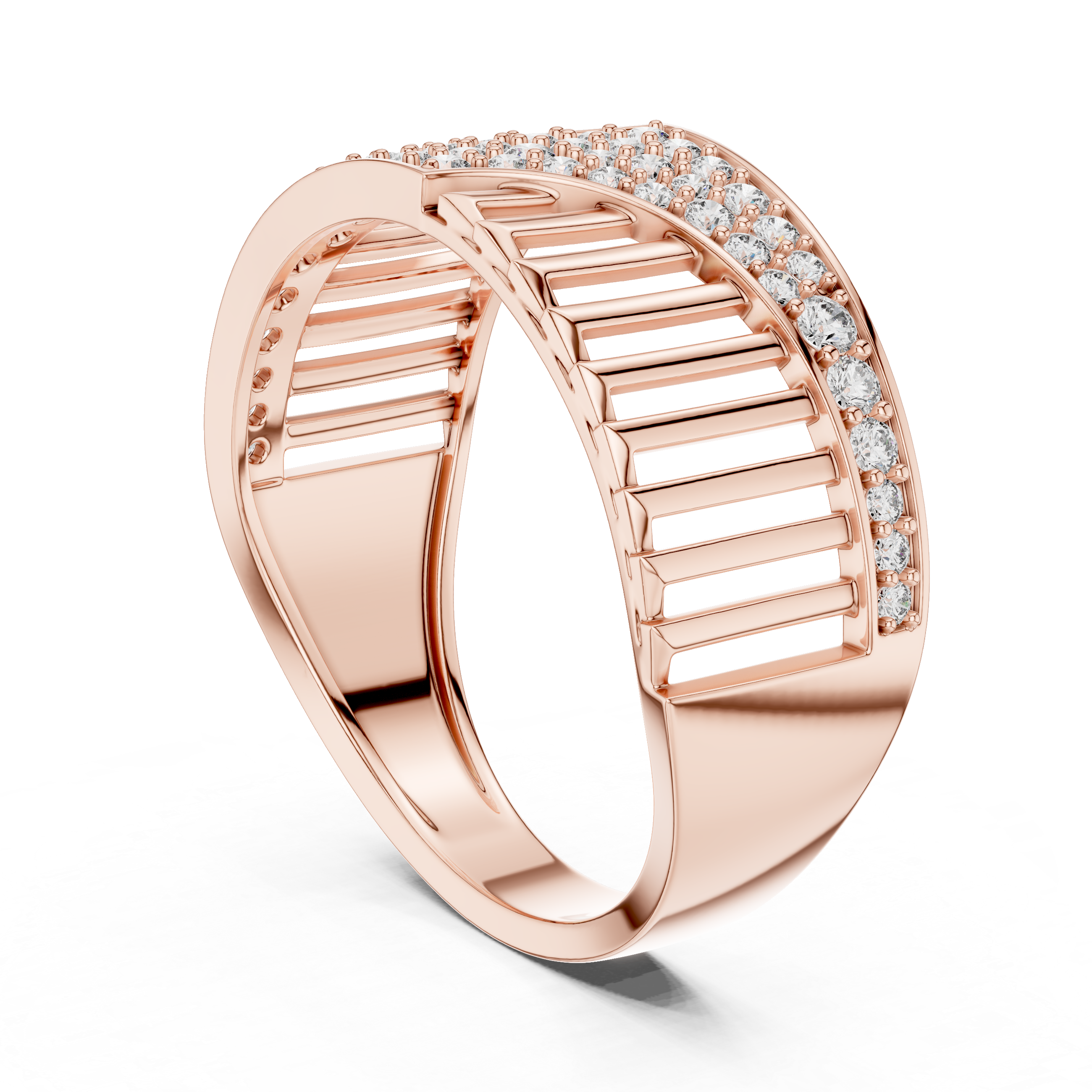 Elegant Rose Gold Diamond Ring with Modern Geometric Design