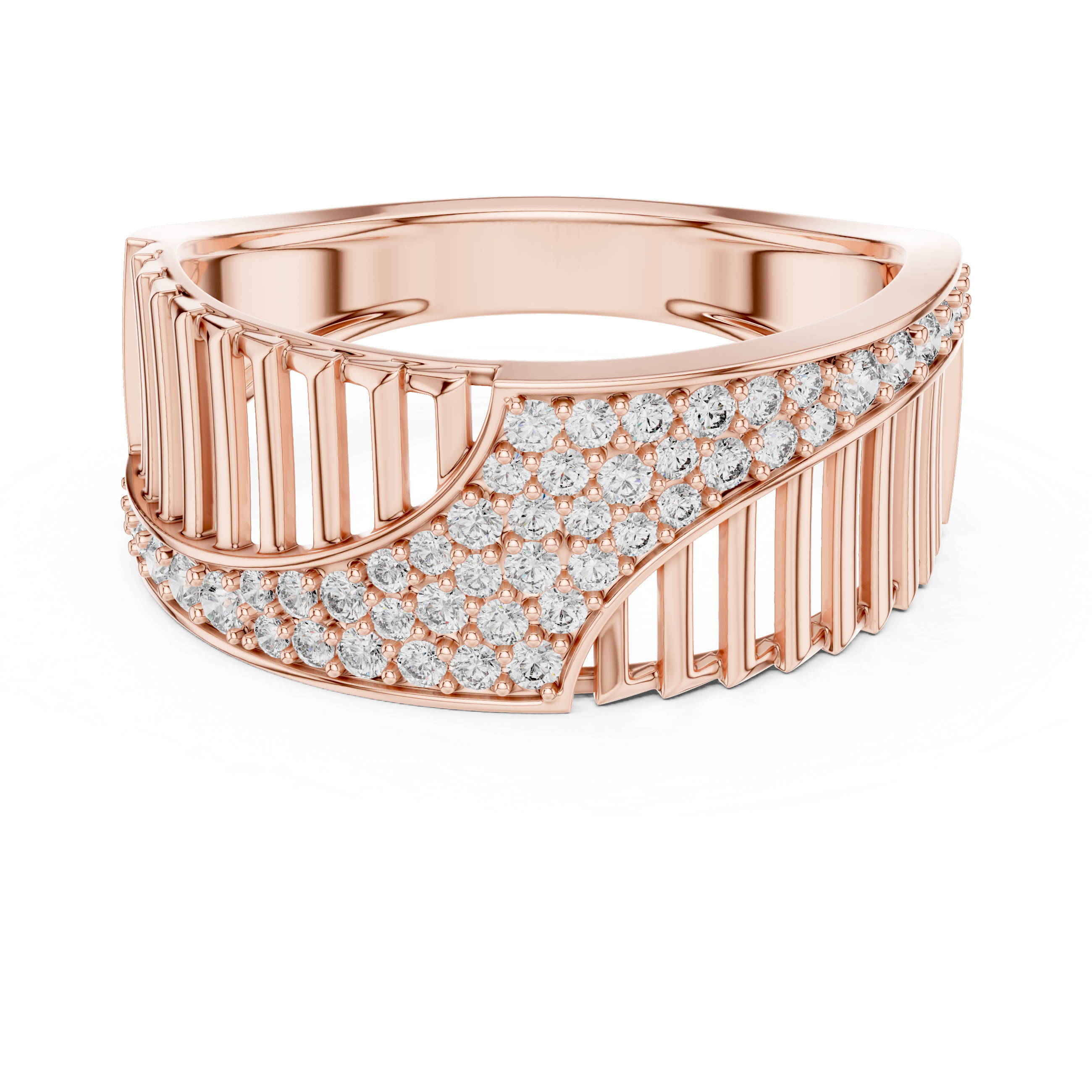Elegant Rose Gold Diamond Ring with Modern Geometric Design