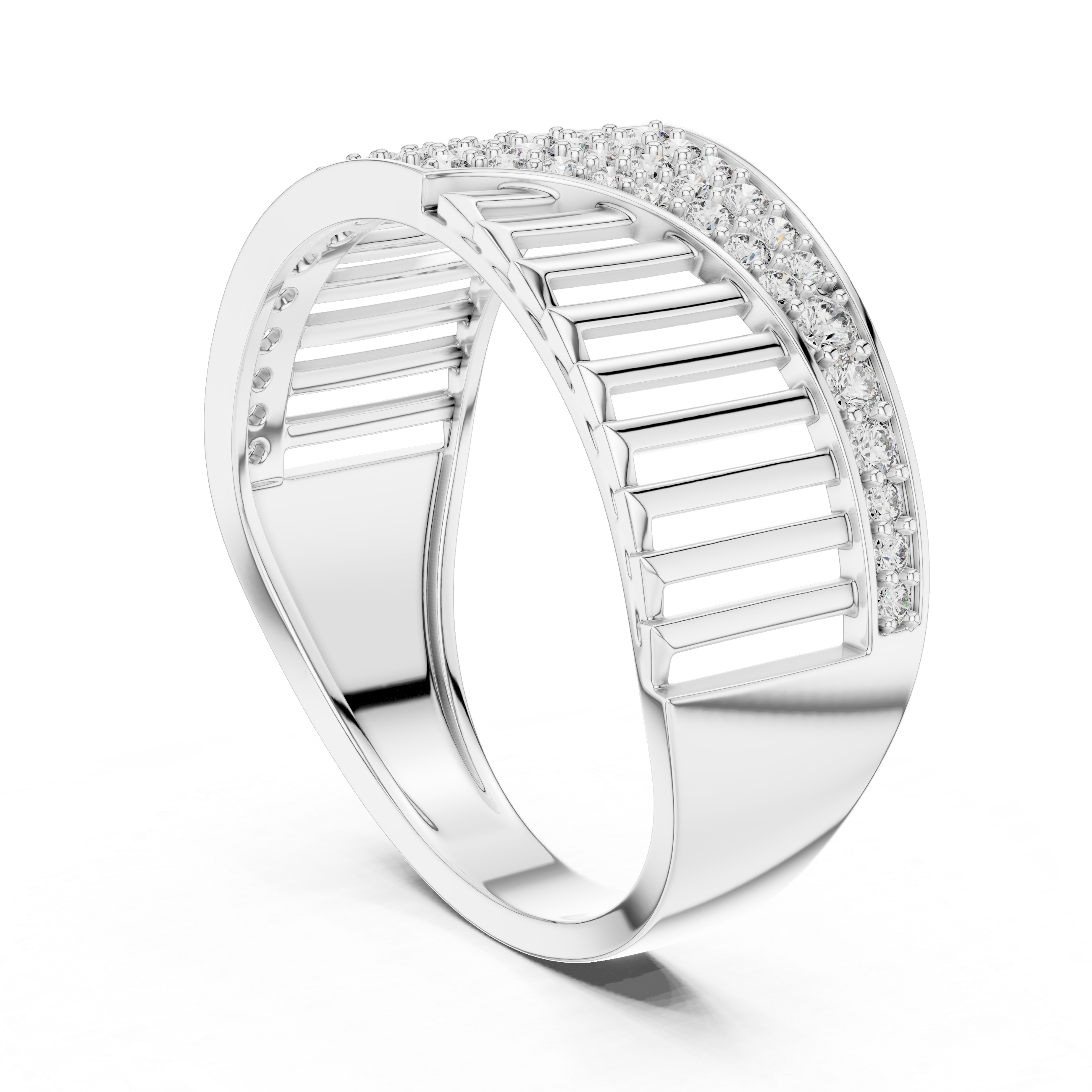 Elegant Rose Gold Diamond Ring with Modern Geometric Design