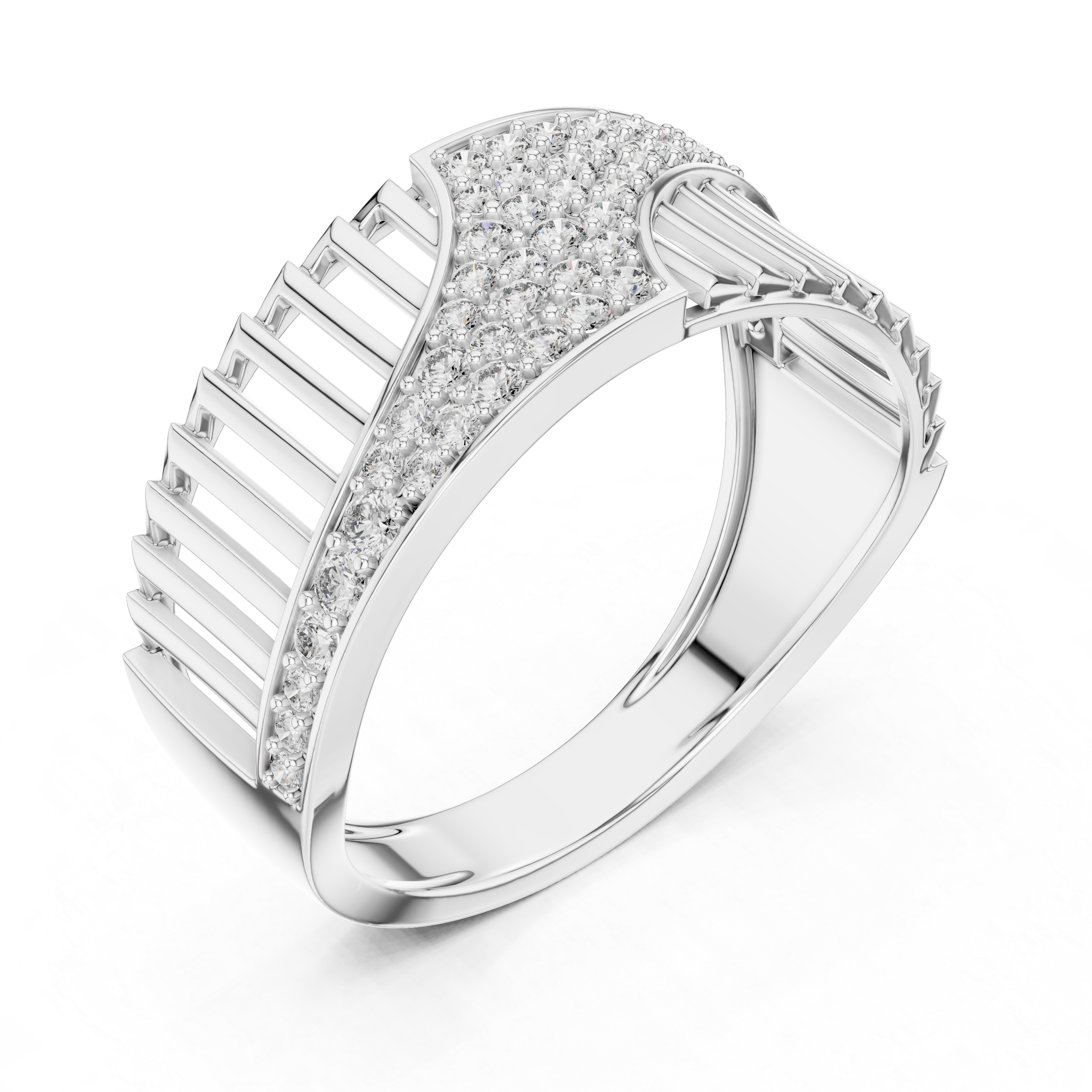 Elegant Rose Gold Diamond Ring with Modern Geometric Design