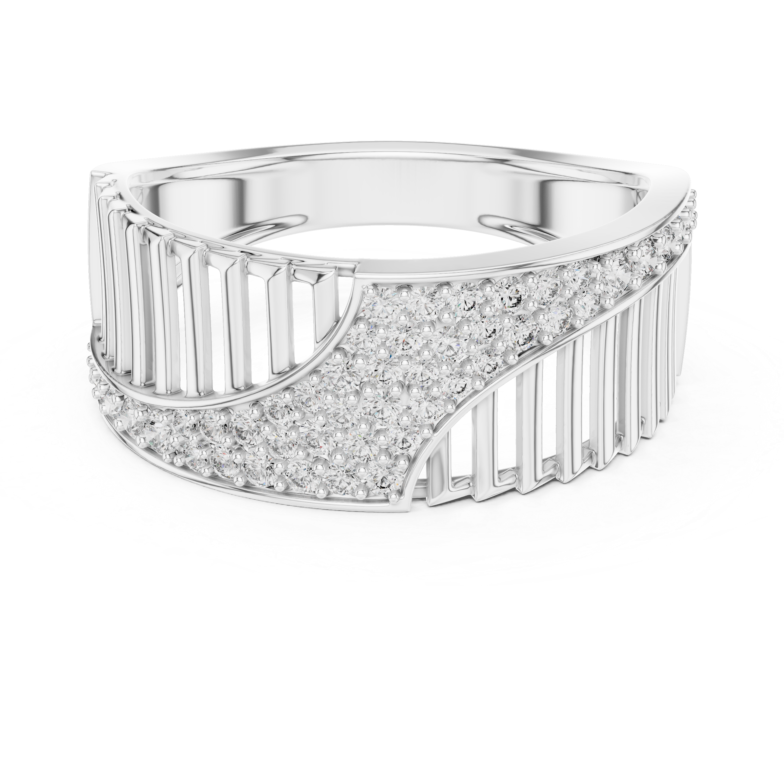 Elegant Rose Gold Diamond Ring with Modern Geometric Design