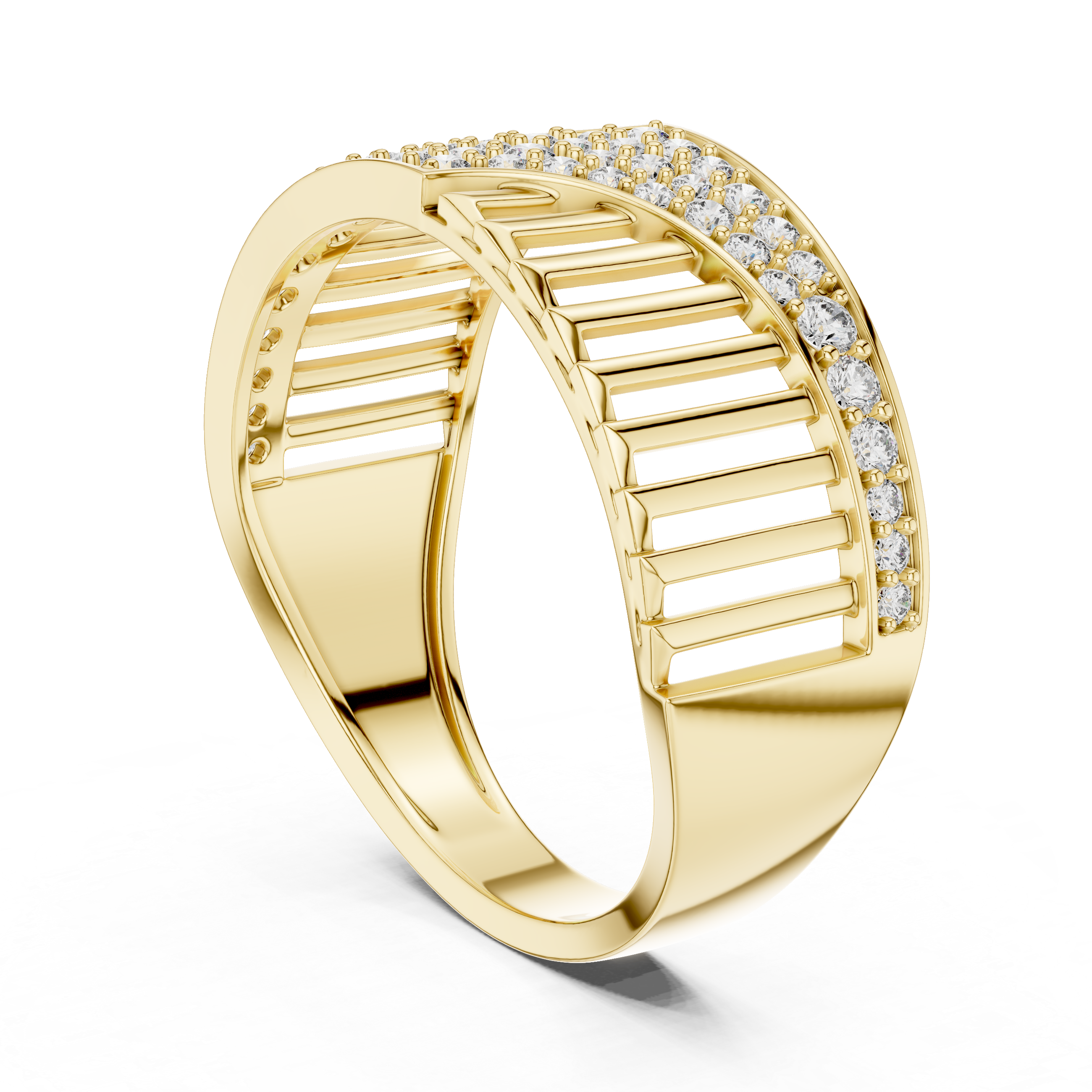 Elegant Rose Gold Diamond Ring with Modern Geometric Design