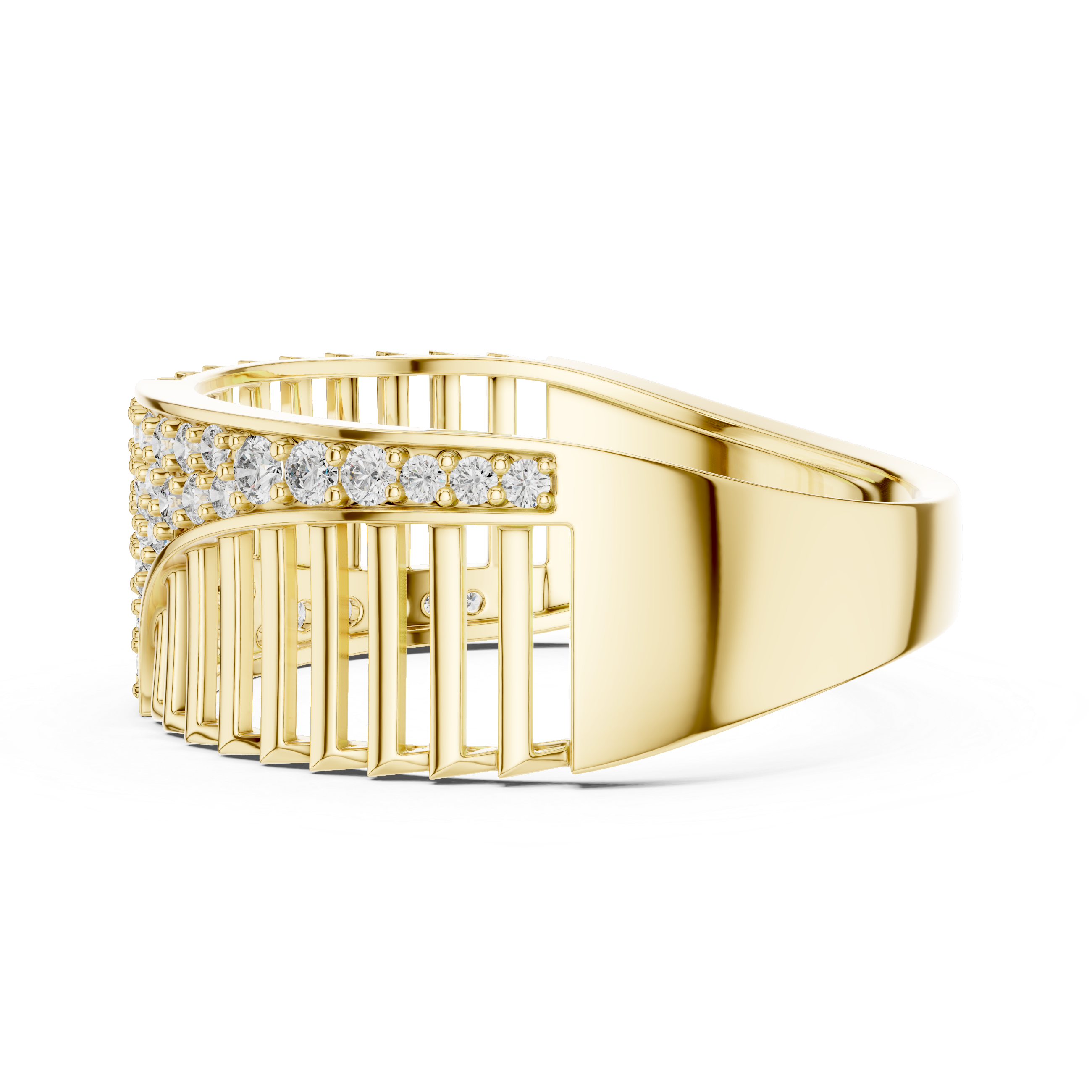 Elegant Rose Gold Diamond Ring with Modern Geometric Design