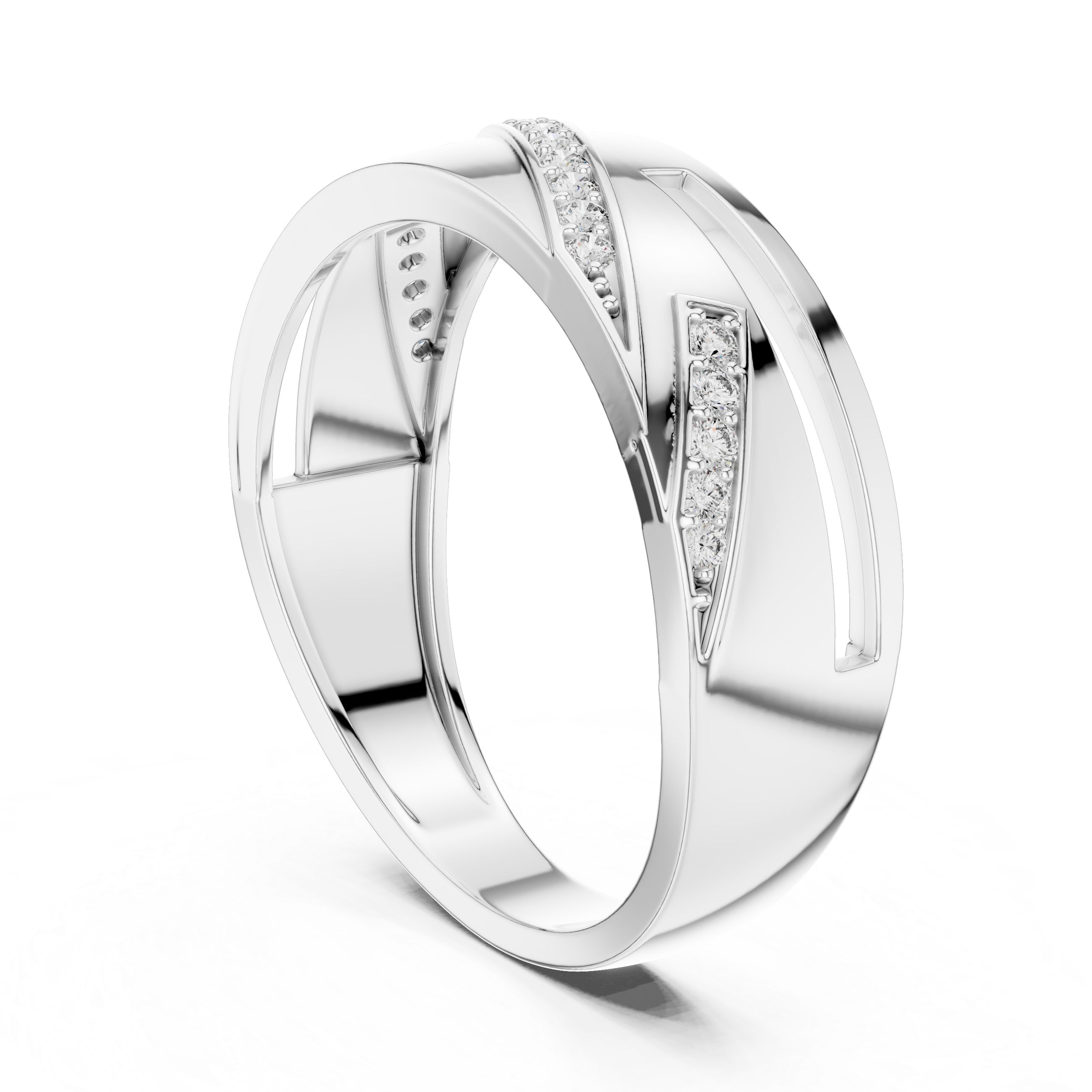 Rose Gold Diamond Accent Ring with Geometric Cutout Design