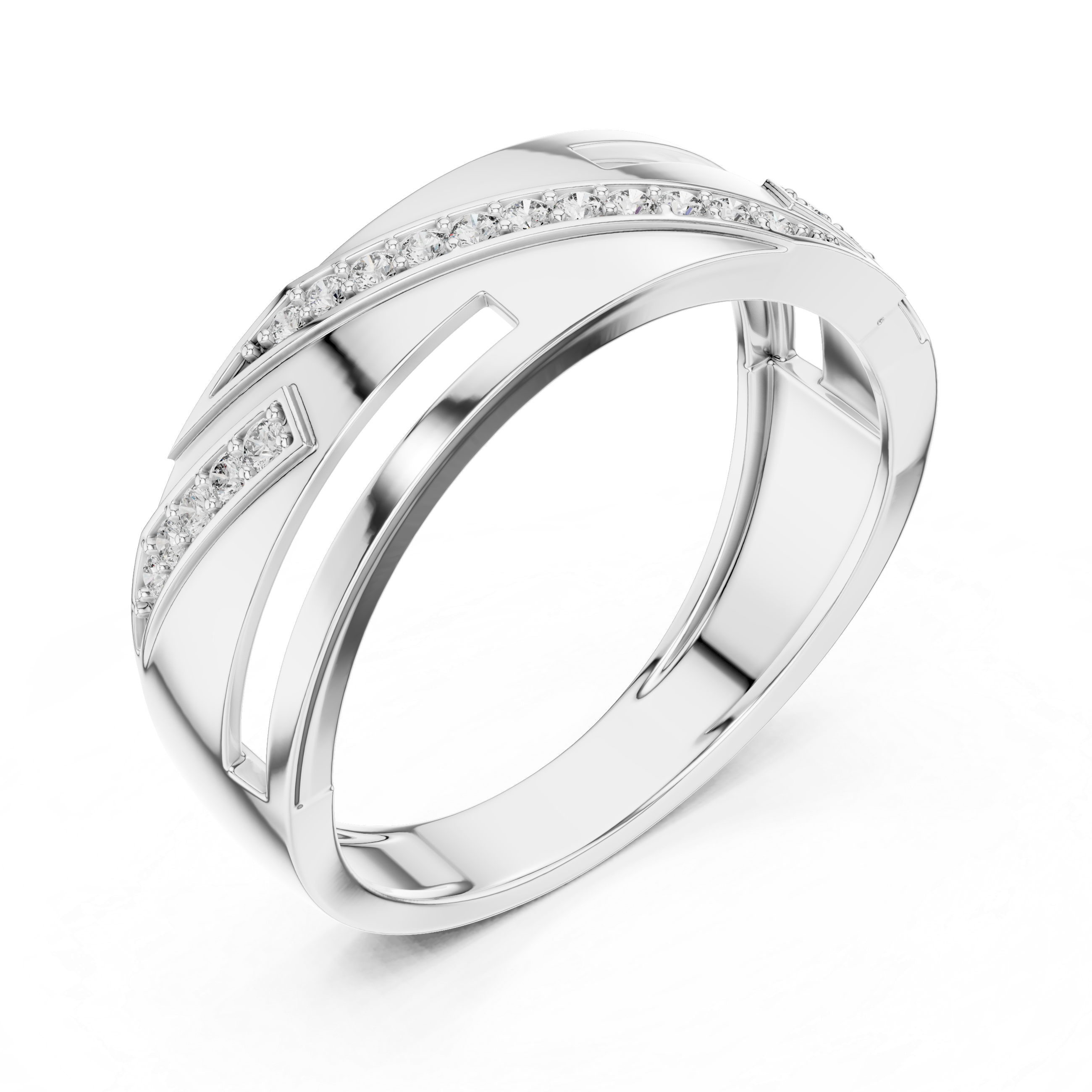 Rose Gold Diamond Accent Ring with Geometric Cutout Design