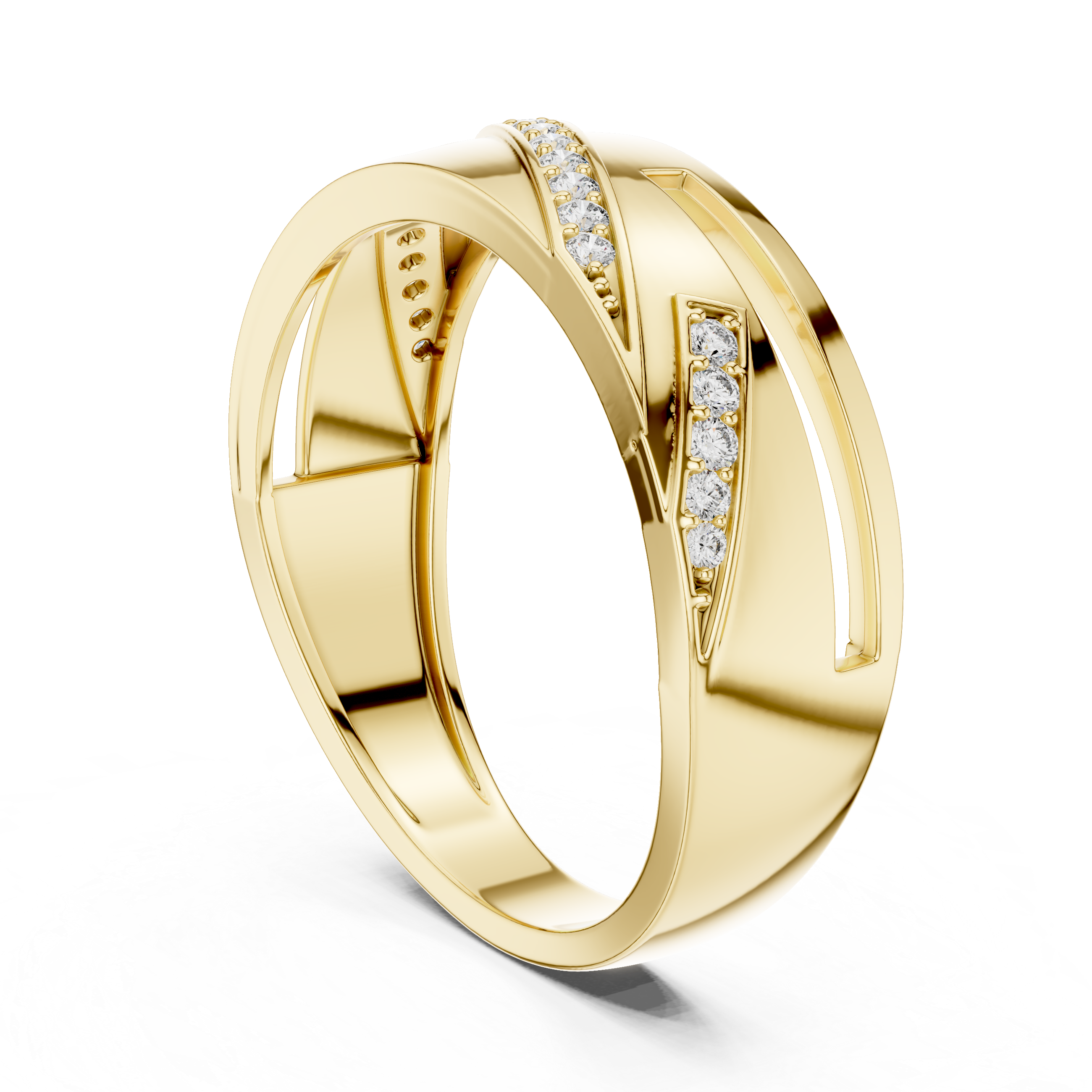 Rose Gold Diamond Accent Ring with Geometric Cutout Design