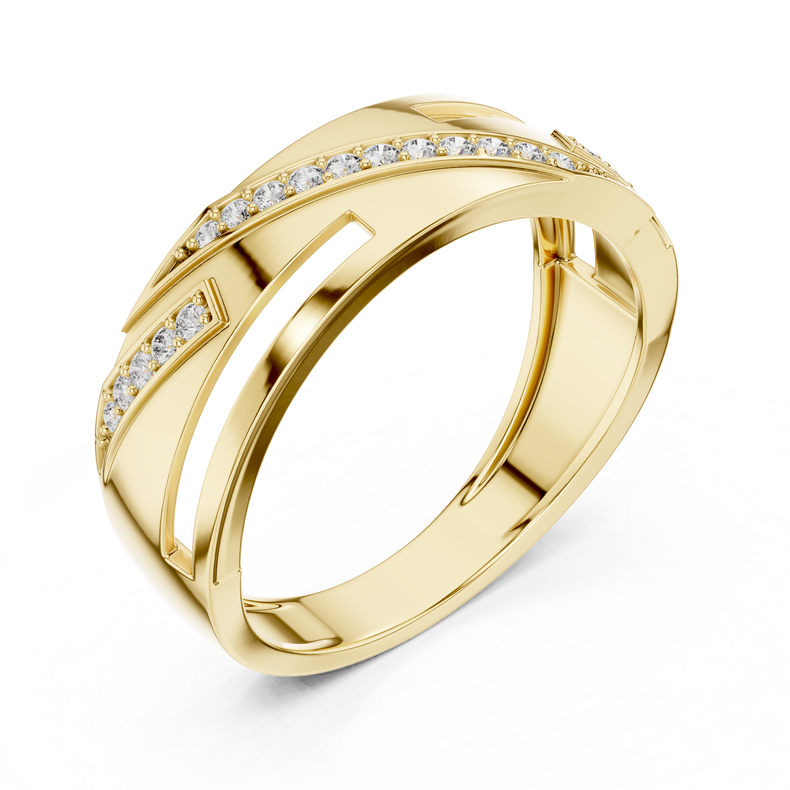 Rose Gold Diamond Accent Ring with Geometric Cutout Design