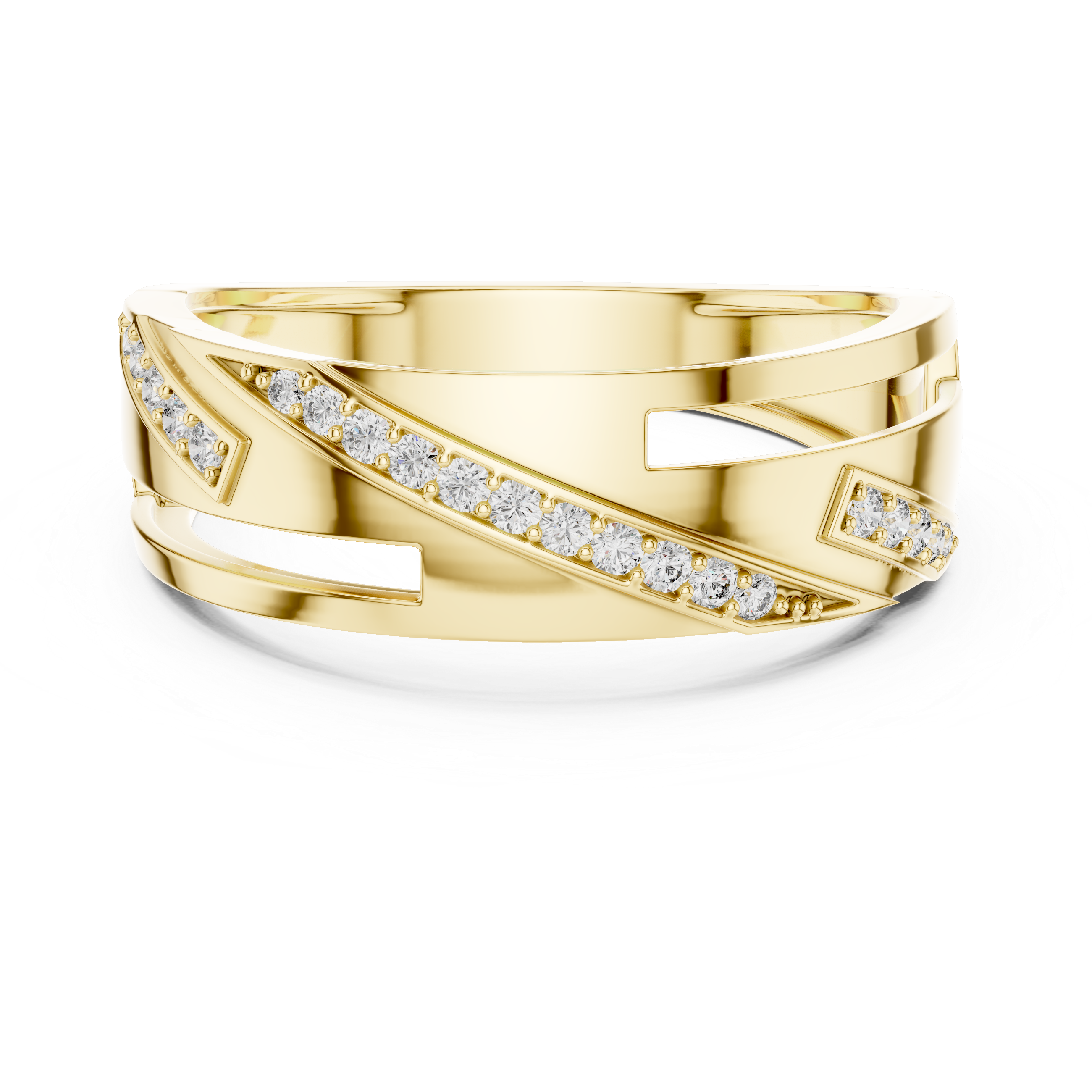Rose Gold Diamond Accent Ring with Geometric Cutout Design