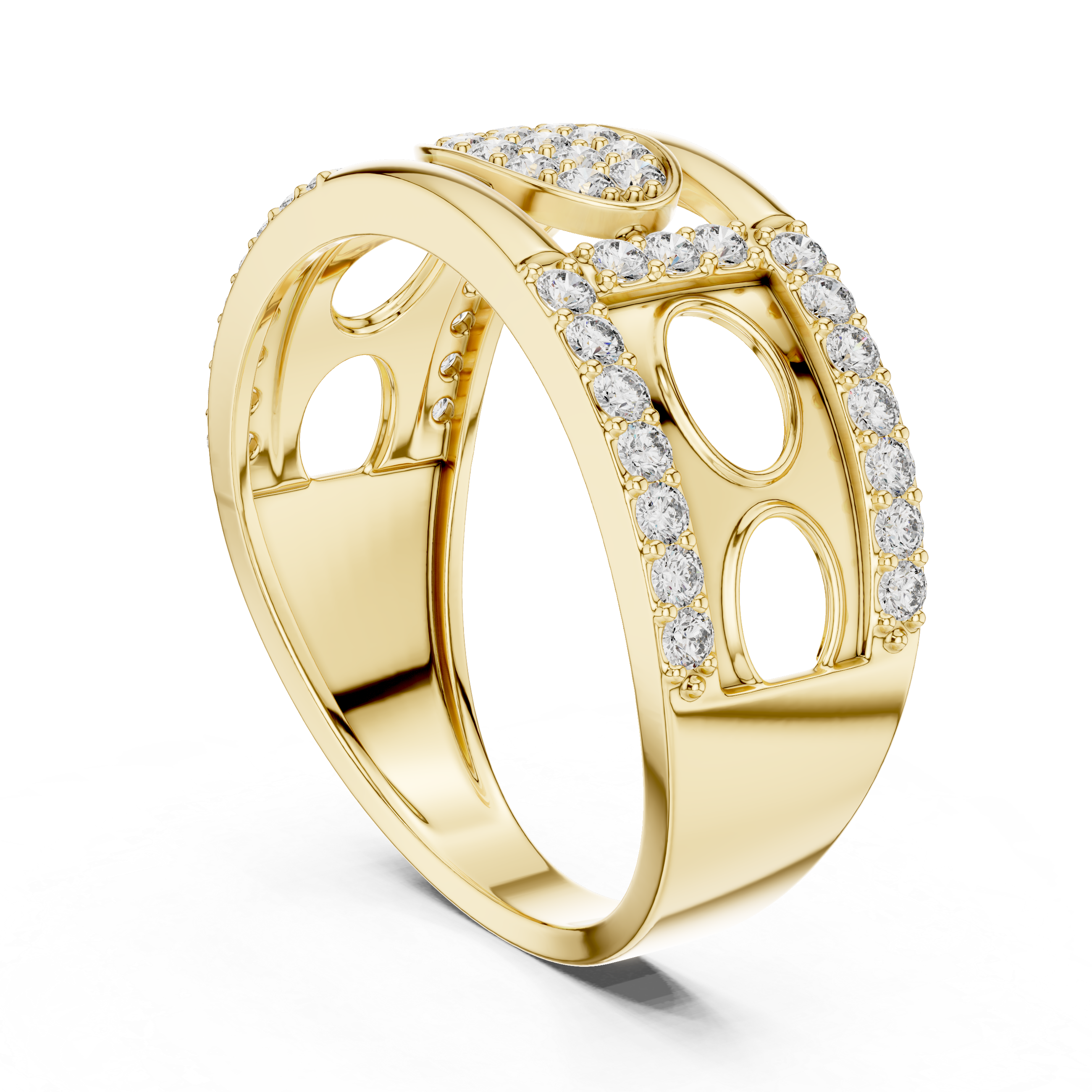 Rose Gold Diamond Ring with Oval Cluster and Circular Cutout Design
