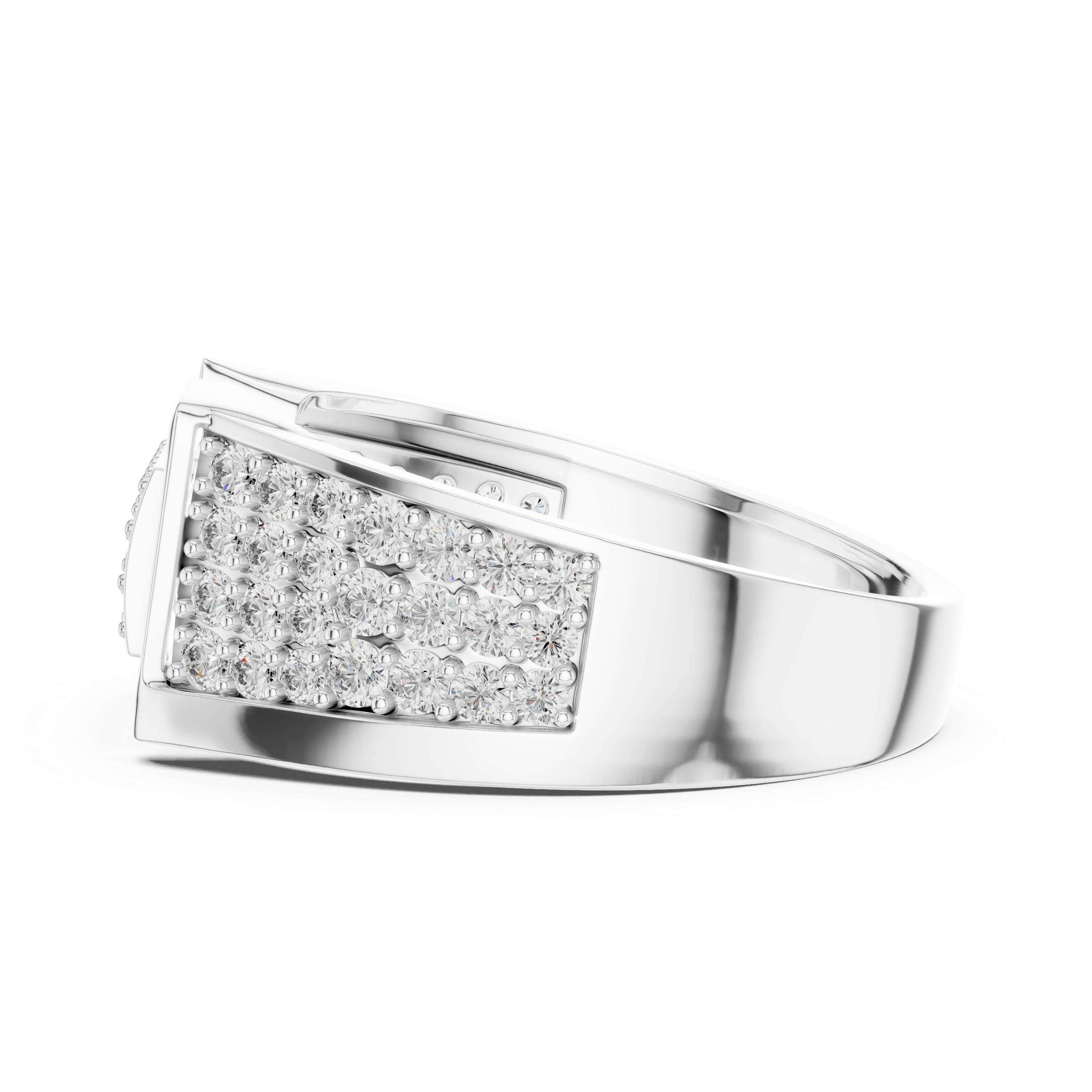 Contemporary Rose Gold Ring with Diamond-Encrusted Geometric Top