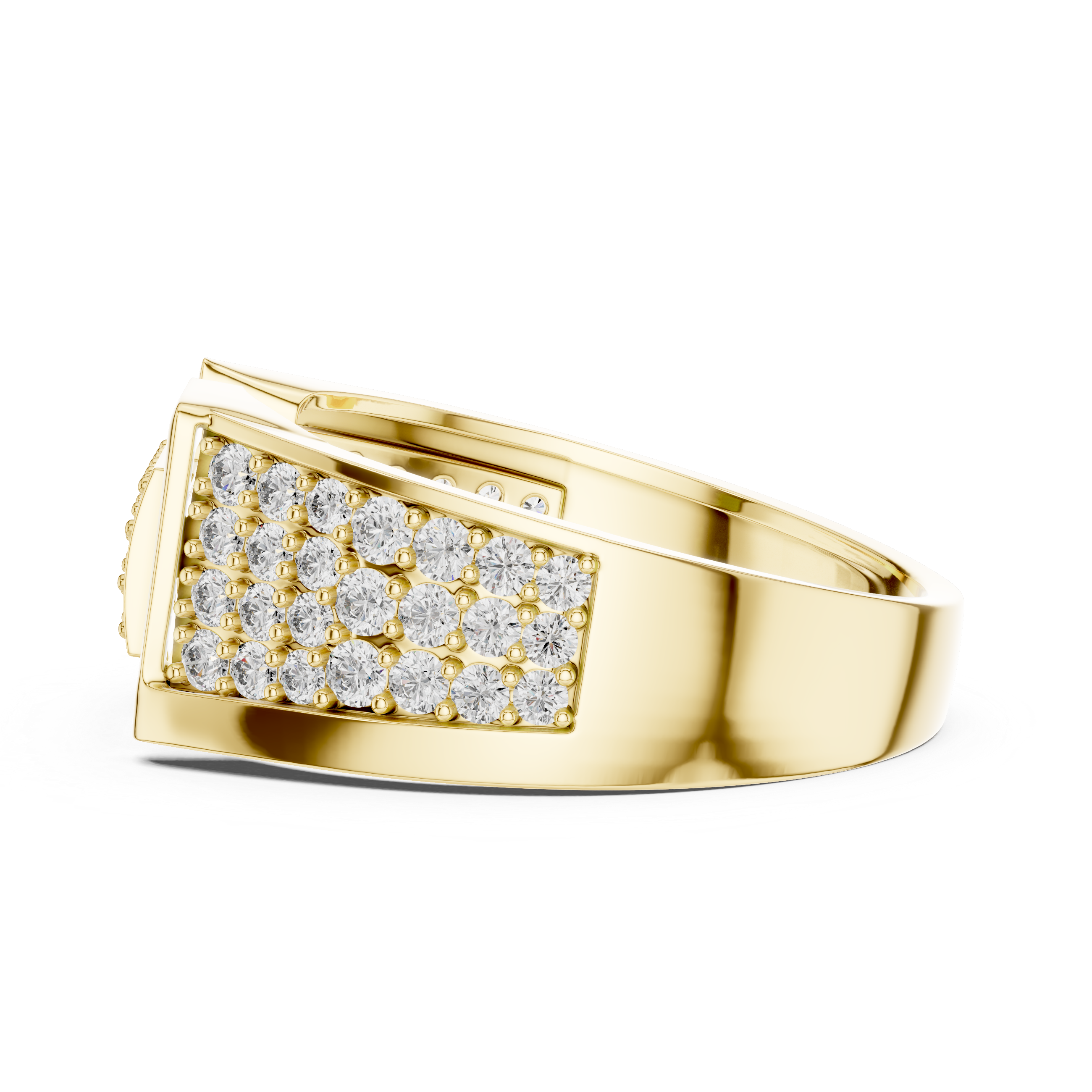 Contemporary Rose Gold Ring with Diamond-Encrusted Geometric Top