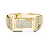 Contemporary Rose Gold Ring with Diamond-Encrusted Geometric Top