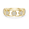 Rose Gold Floral Cluster Ring with Octagonal Diamond Settings