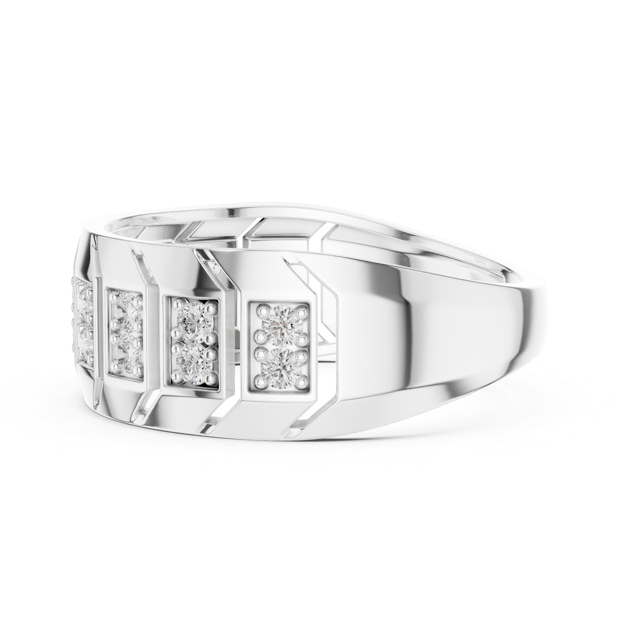 Rose Gold Geometric Diamond-Accent Band Ring