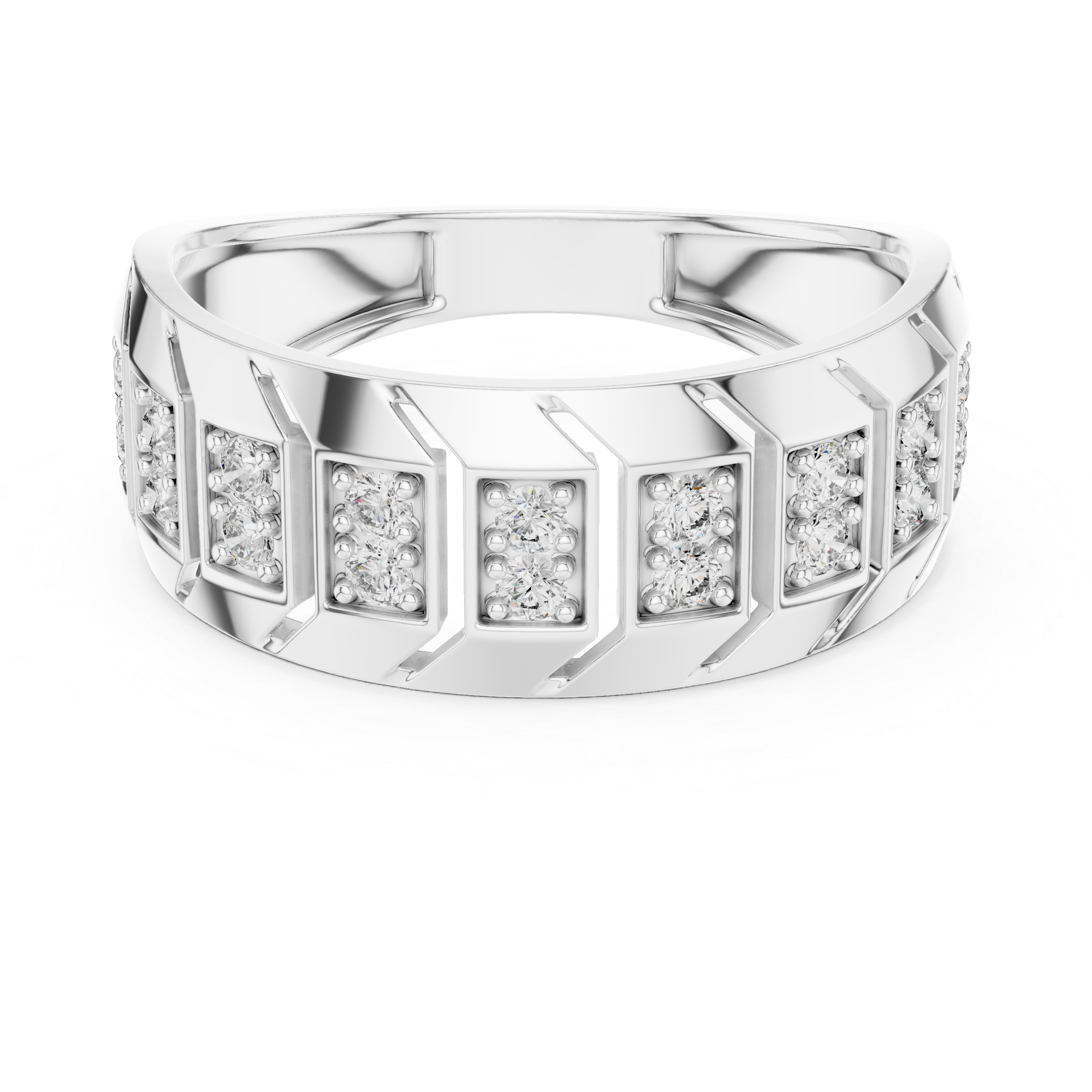 Rose Gold Geometric Diamond-Accent Band Ring