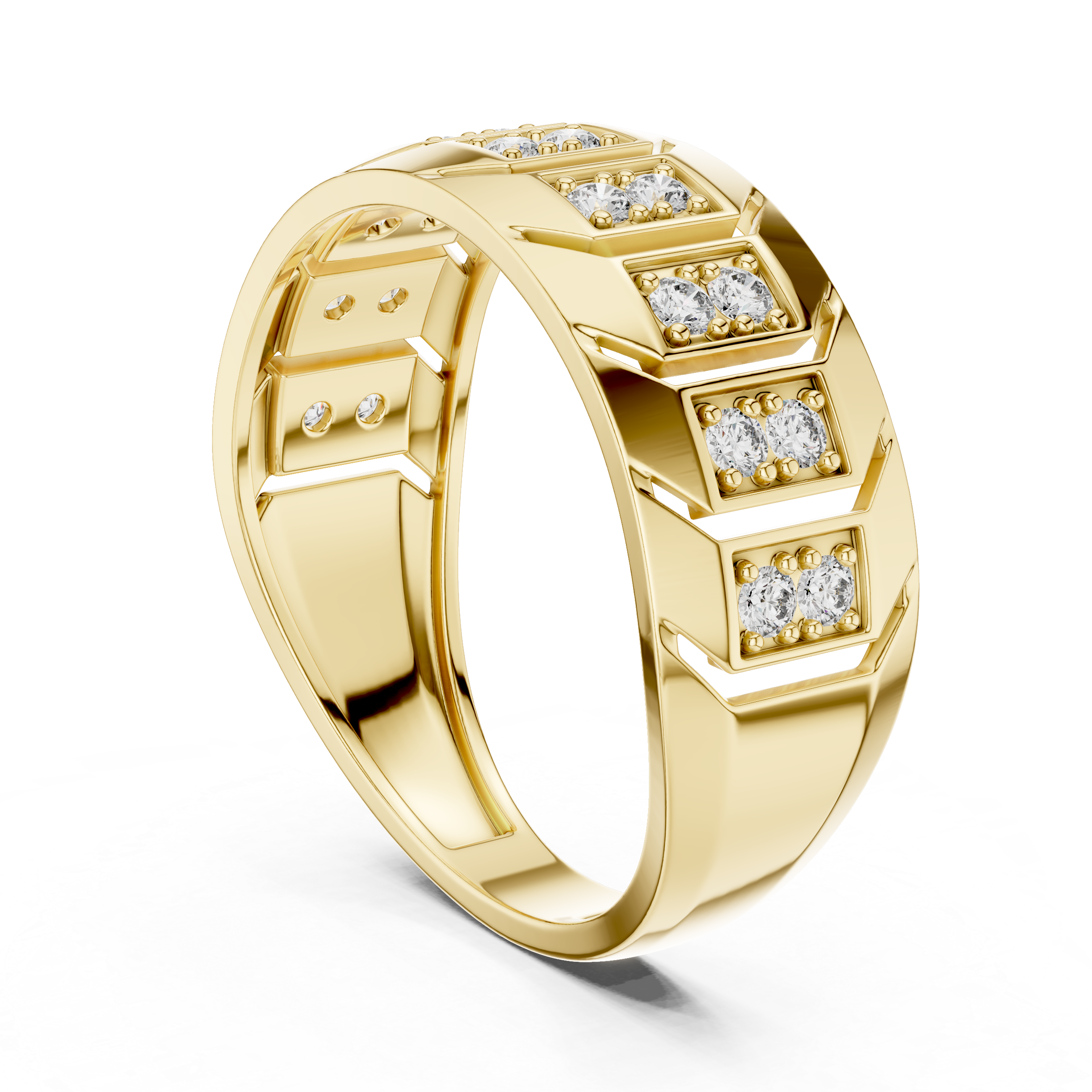 Rose Gold Geometric Diamond-Accent Band Ring