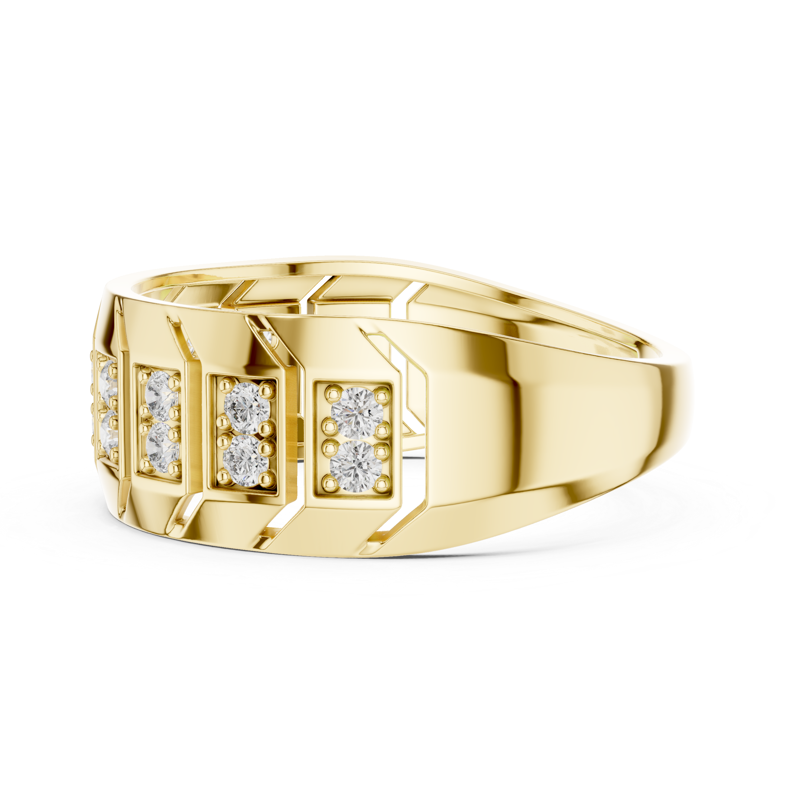 Rose Gold Geometric Diamond-Accent Band Ring