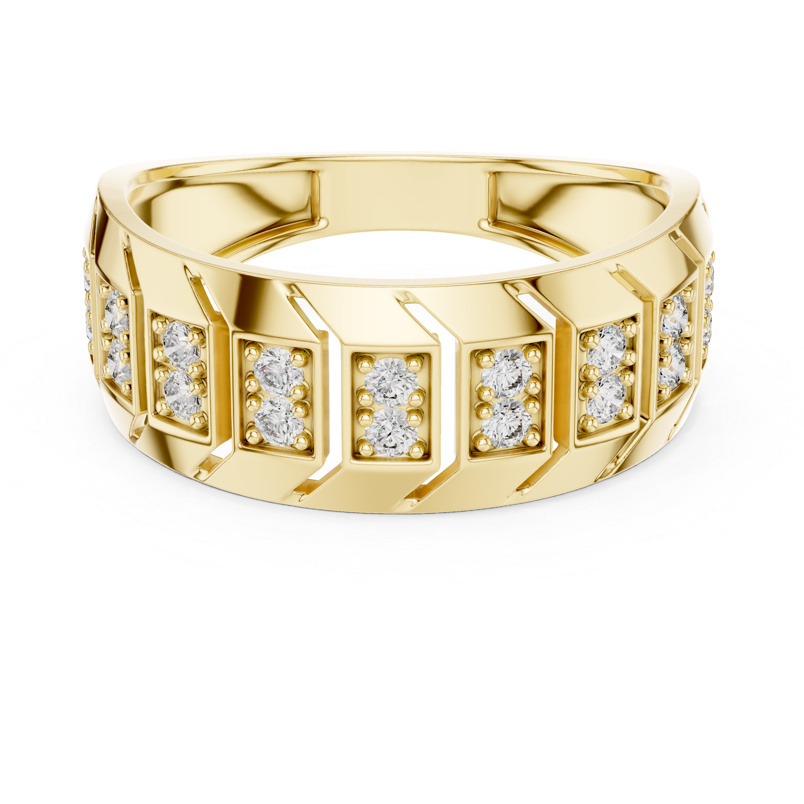 Rose Gold Geometric Diamond-Accent Band Ring