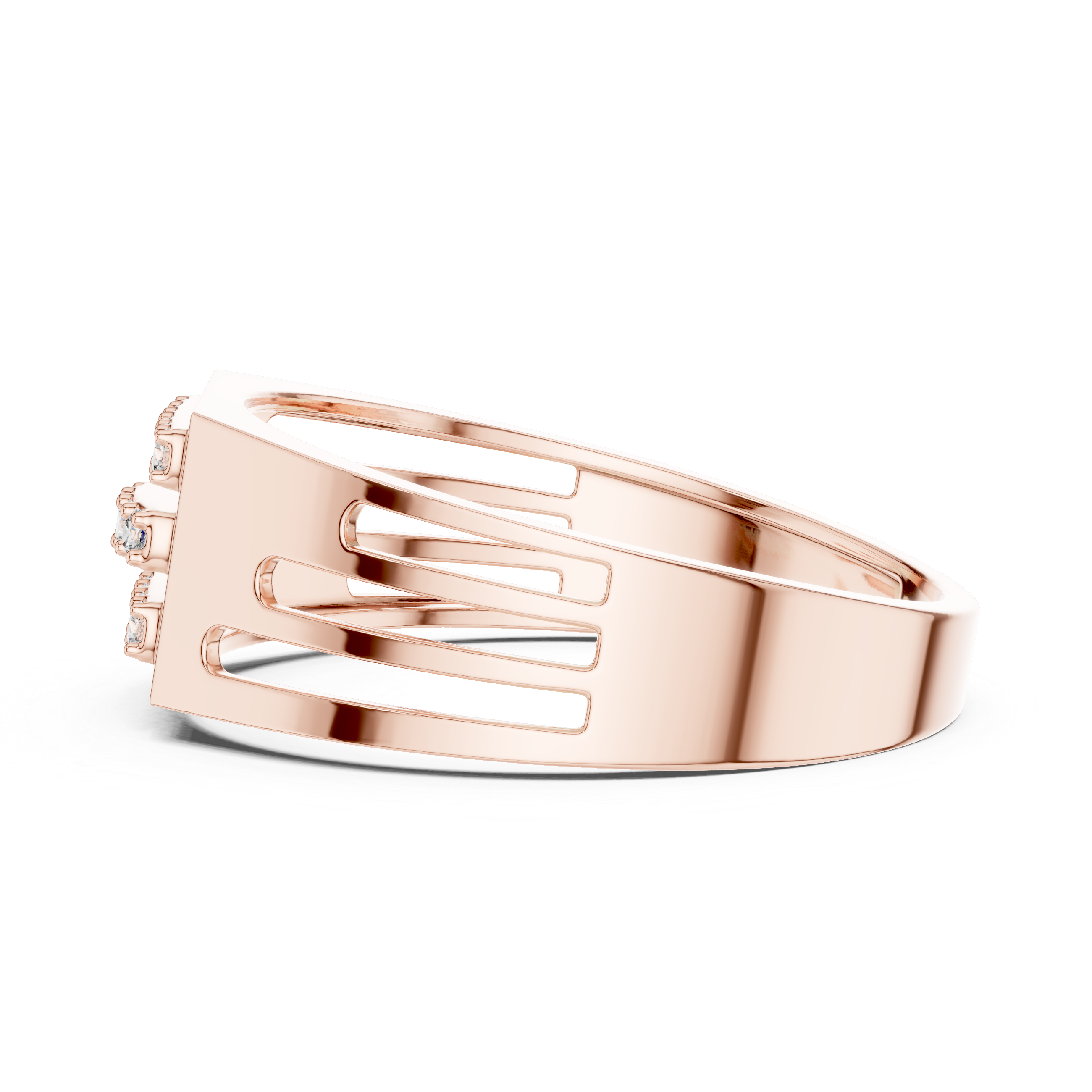 Modern Rose Gold Men's Ring with Diamond Accents
